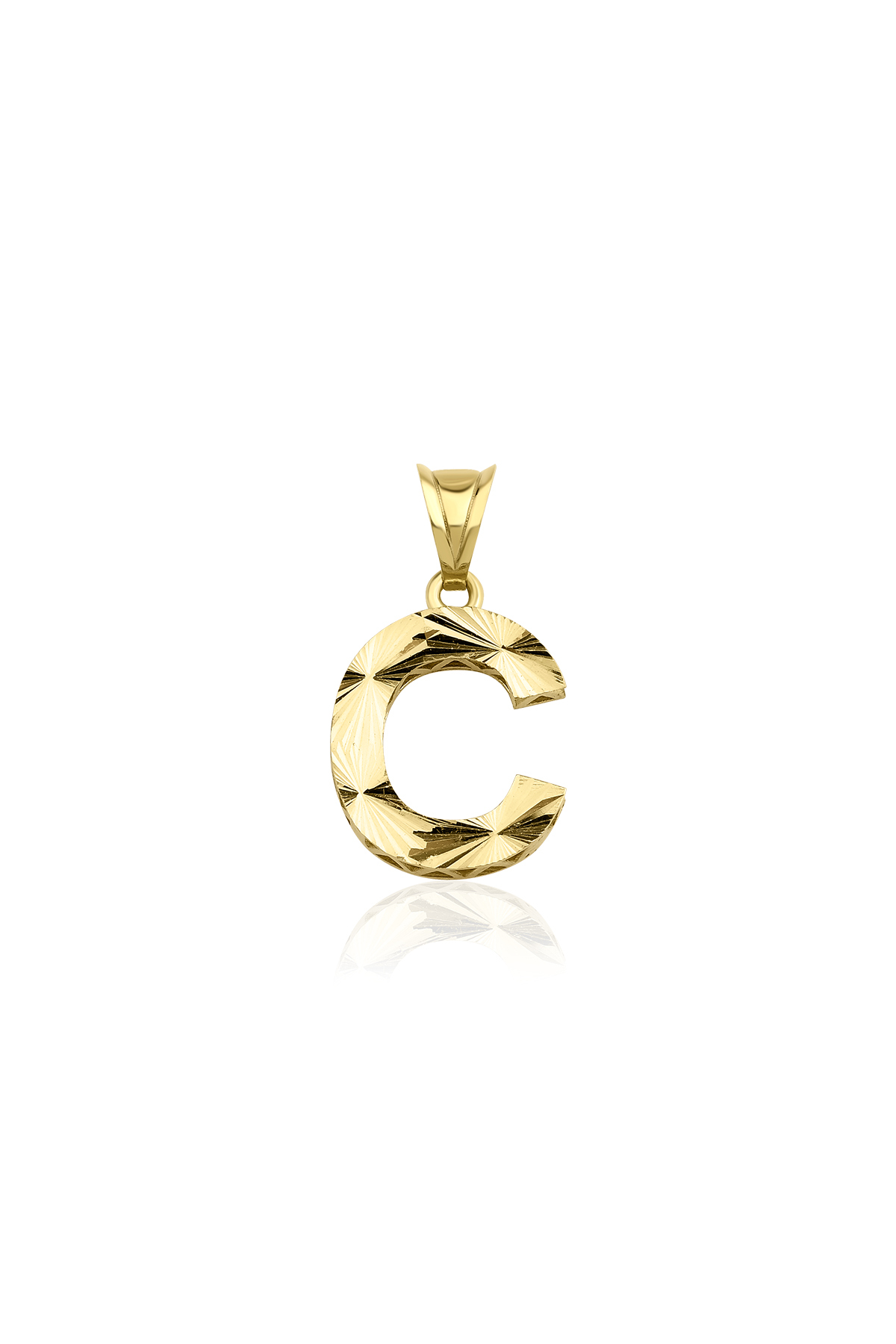 14 Ayar Altın Mini Shine Kolye Ucu C Harfi - Fiyonk Kuyumculuk
