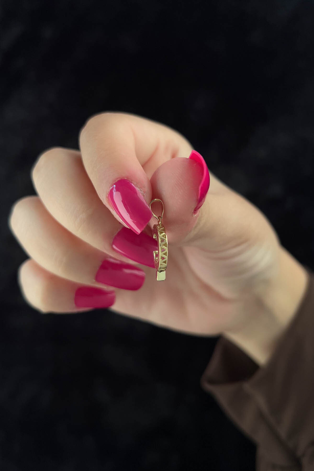 14 Ayar Altın Mini Shine Kolye Ucu Ç Harfi - Fiyonk Kuyumculuk (1)