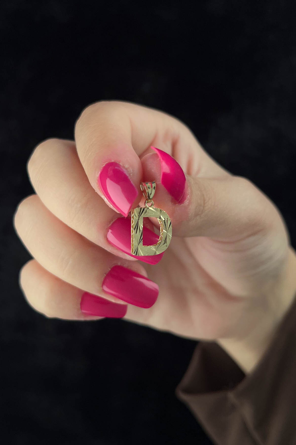 14 Ayar Altın Mini Shine Kolye Ucu D Harfi - Fiyonk Kuyumculuk (1)