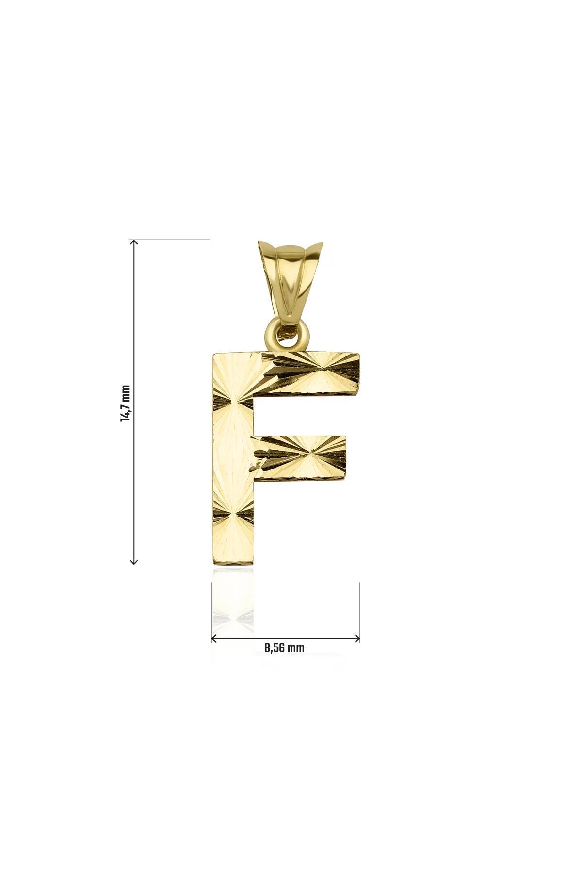 14 Ayar Altın Mini Shine Kolye Ucu F Harfi - Fiyonk Kuyumculuk (1)