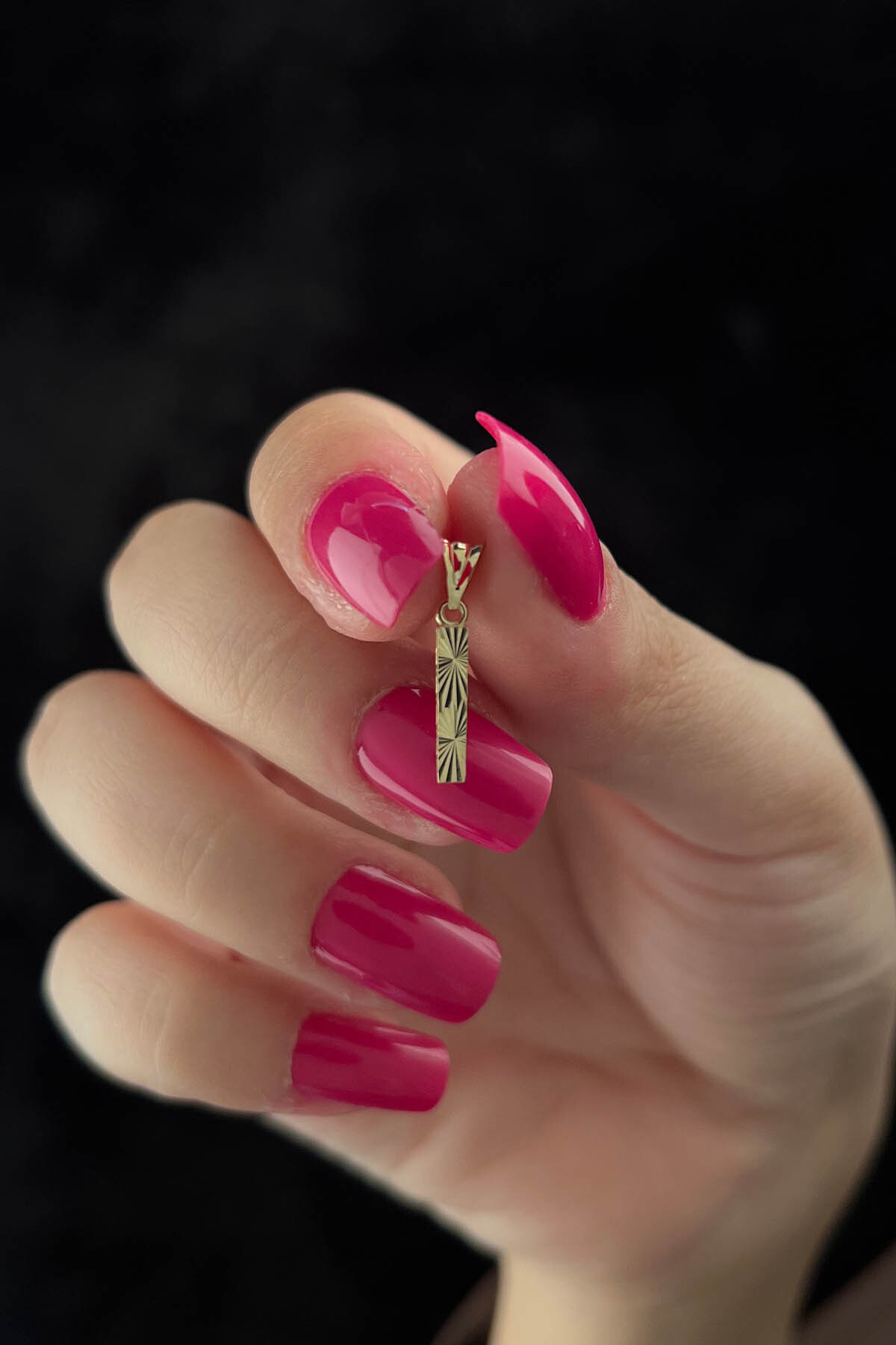 14 Ayar Altın Mini Shine Kolye Ucu I Harfi - Fiyonk Kuyumculuk (1)