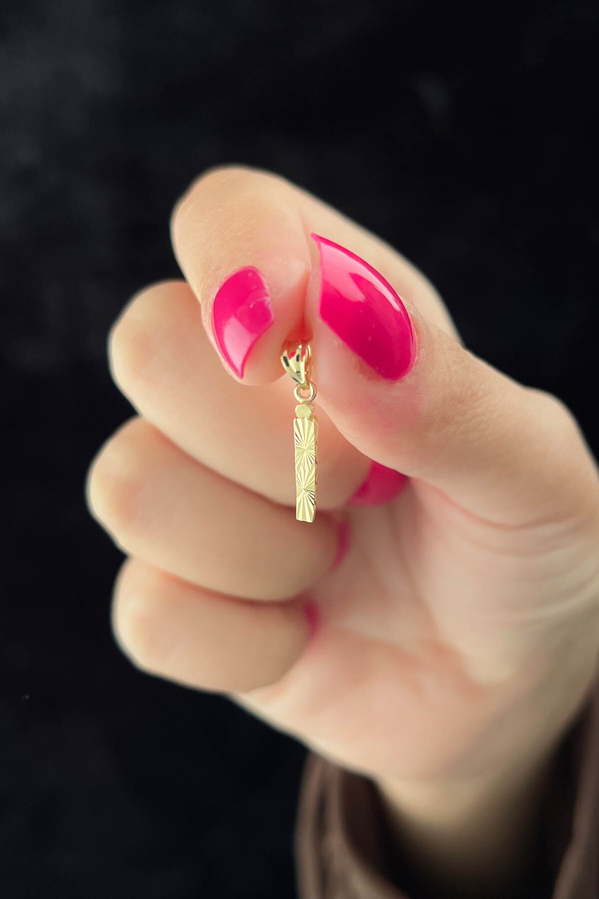 14 Ayar Altın Mini Shine Kolye Ucu İ Harfi - Fiyonk Kuyumculuk (1)