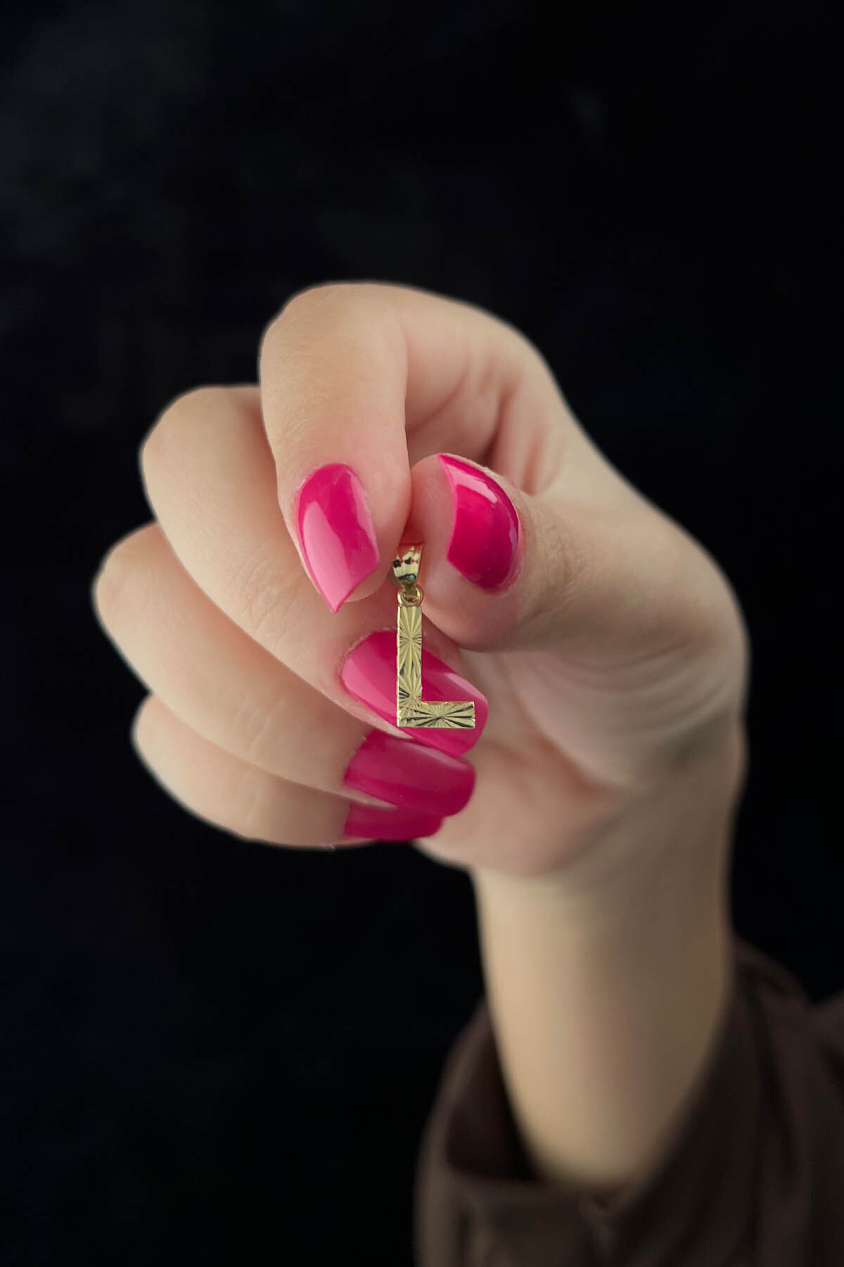 14 Ayar Altın Mini Shine Kolye Ucu L Harfi - Fiyonk Kuyumculuk (1)