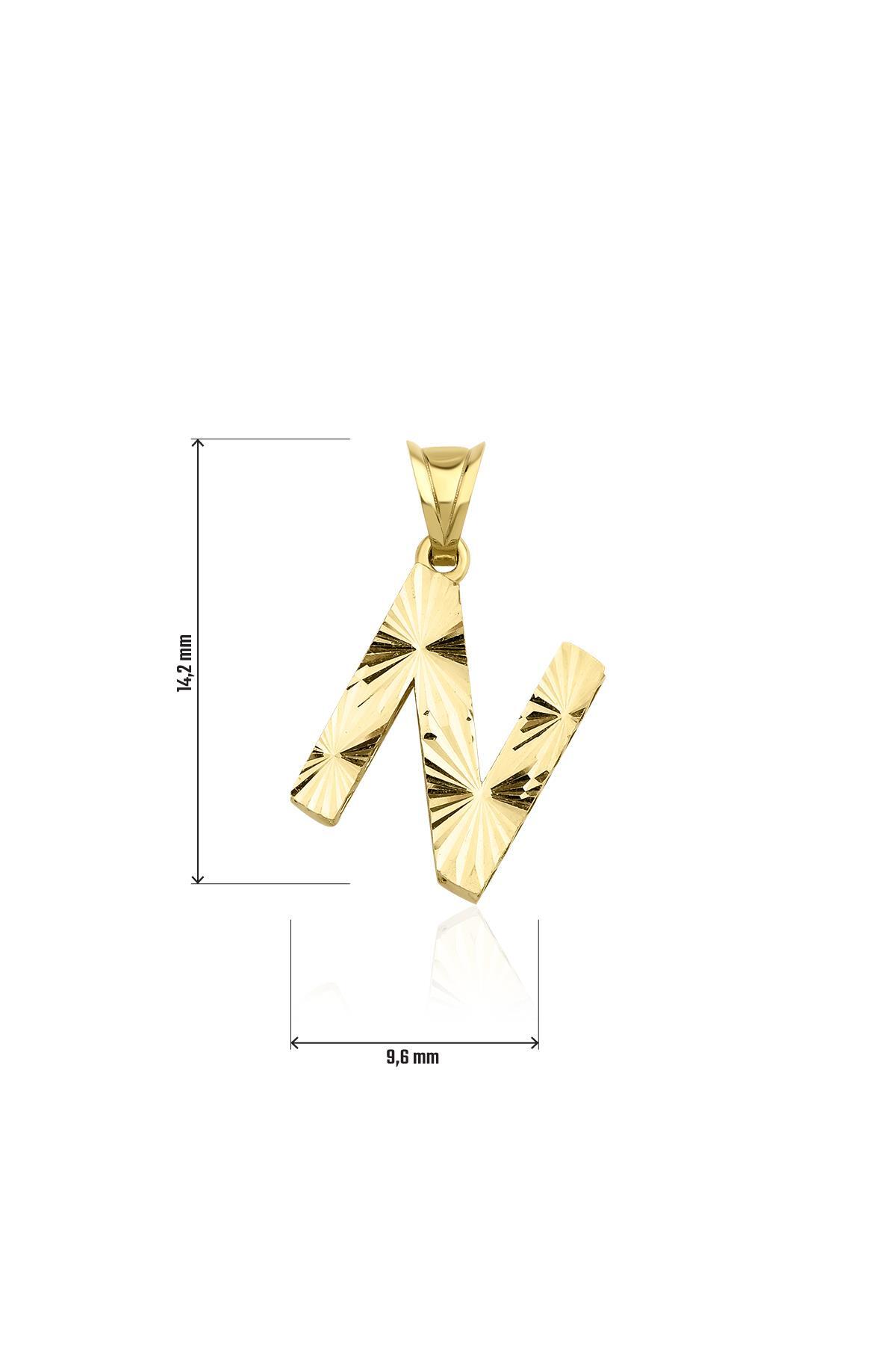 14 Ayar Altın Mini Shine Kolye Ucu N Harfi - Fiyonk Kuyumculuk (1)