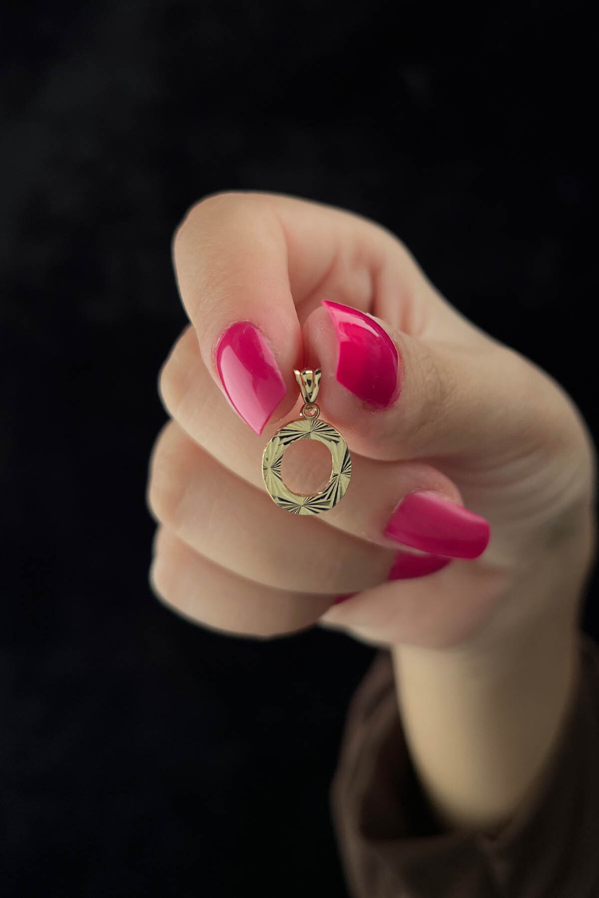 14 Ayar Altın Mini Shine Kolye Ucu O Harfi - Fiyonk Kuyumculuk (1)