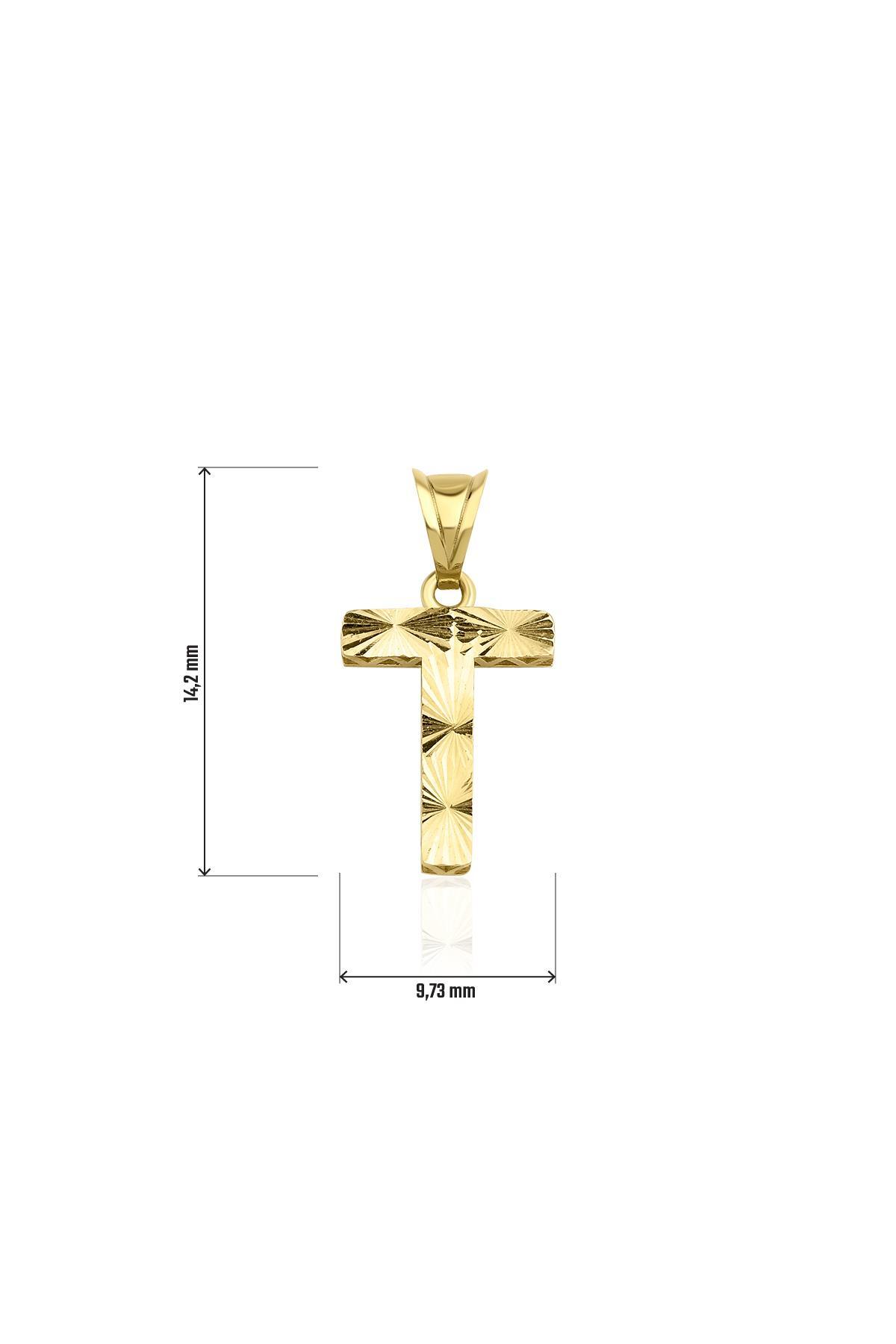14 Ayar Altın Mini Shine Kolye Ucu T Harfi - Fiyonk Kuyumculuk (1)