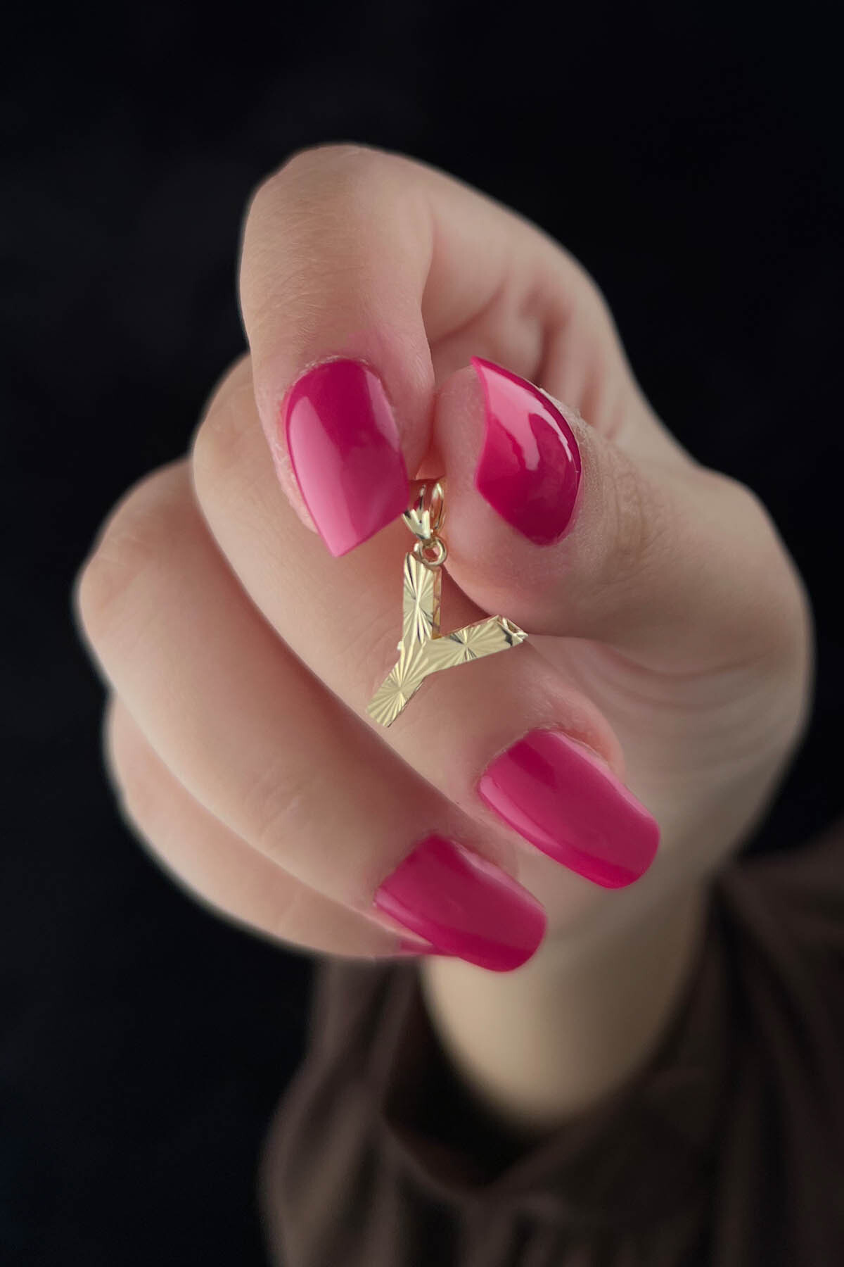 14 Ayar Altın Mini Shine Kolye Ucu Y Harfi - Fiyonk Kuyumculuk (1)