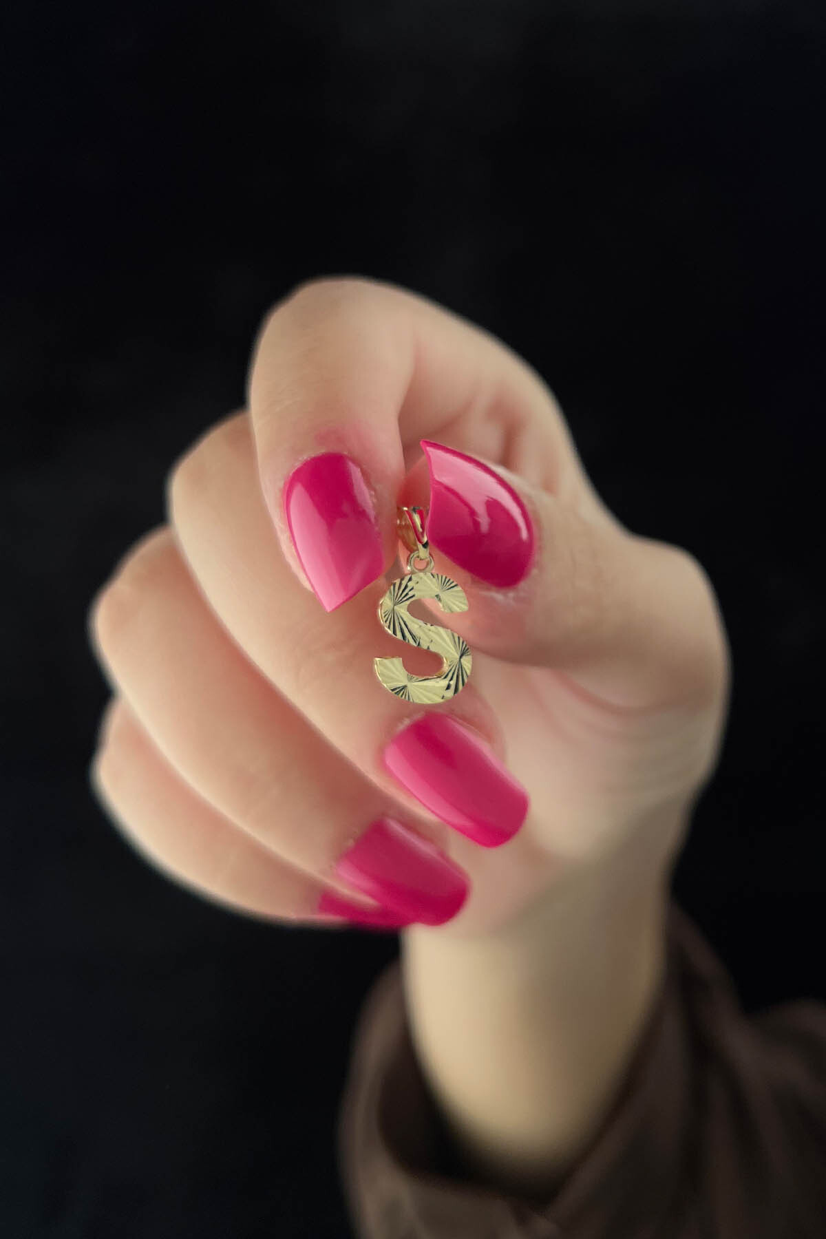 14 Ayar Altın Mini Shine Kolye Ucu S Harfi - Fiyonk Kuyumculuk (1)