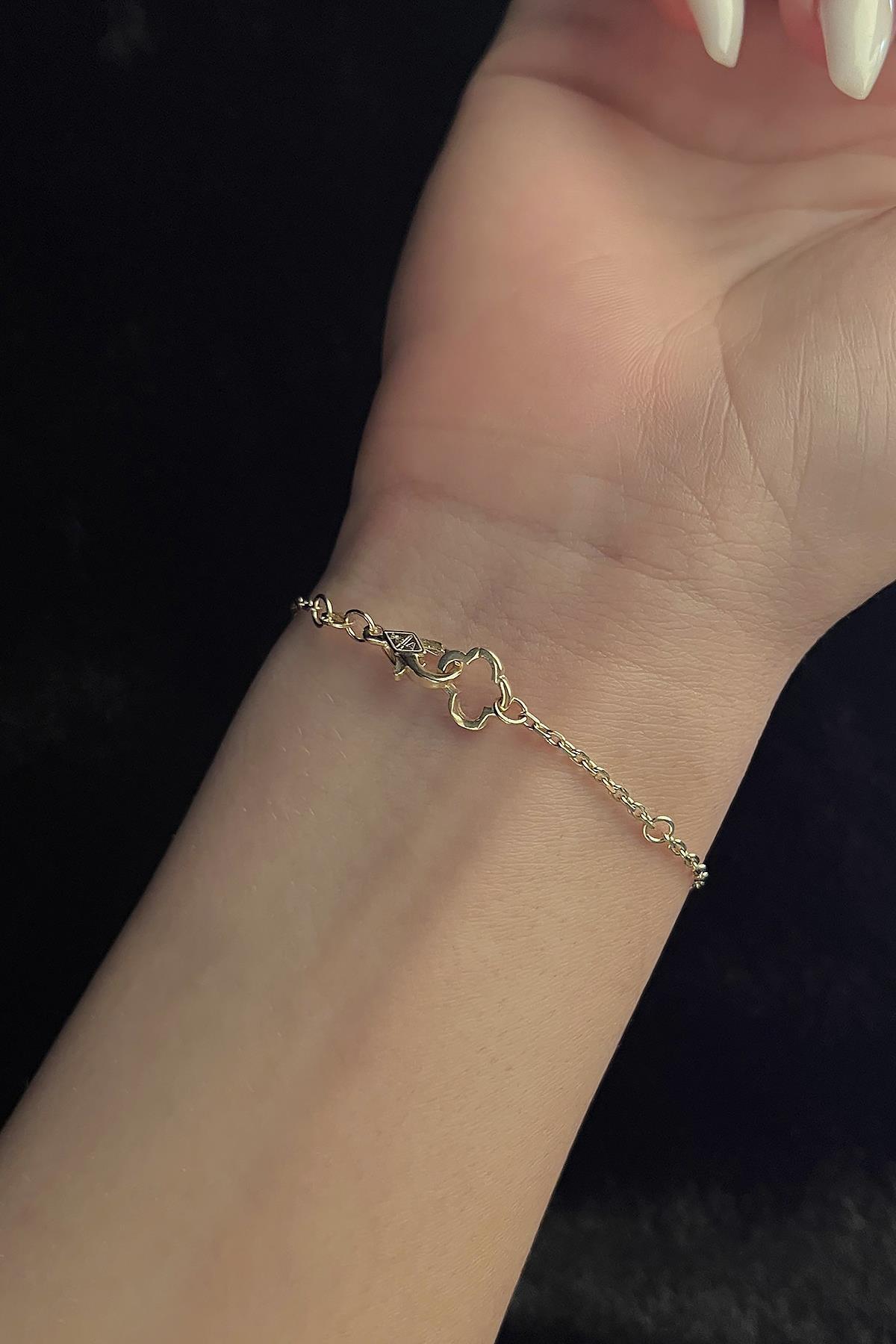 14 Ayar Altın Mini Shine Yonca Bileklik - Fiyonk Kuyumculuk (1)