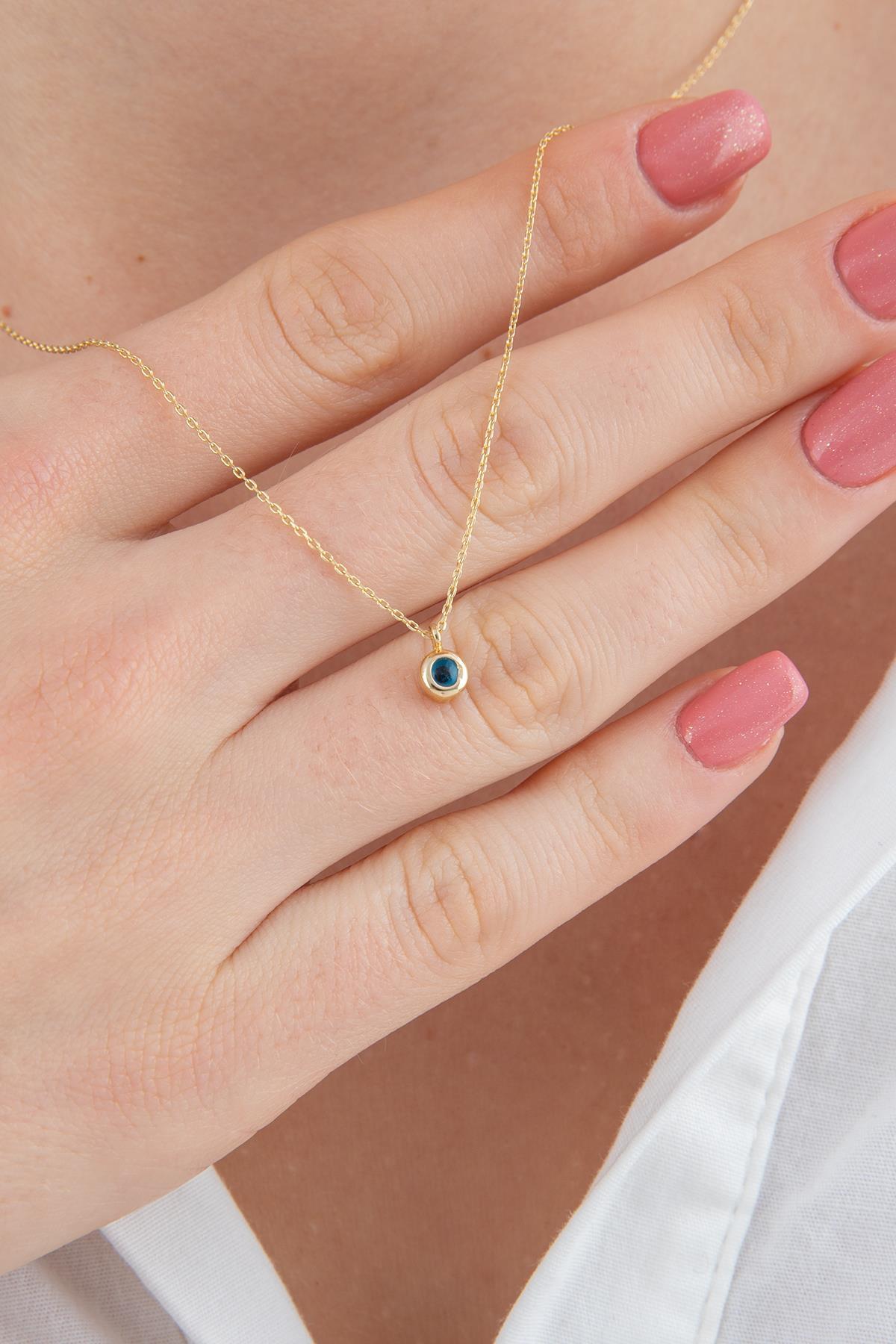 14 Ayar Altın Mini Tek Göz Kolye - Fiyonk Kuyumculuk (1)