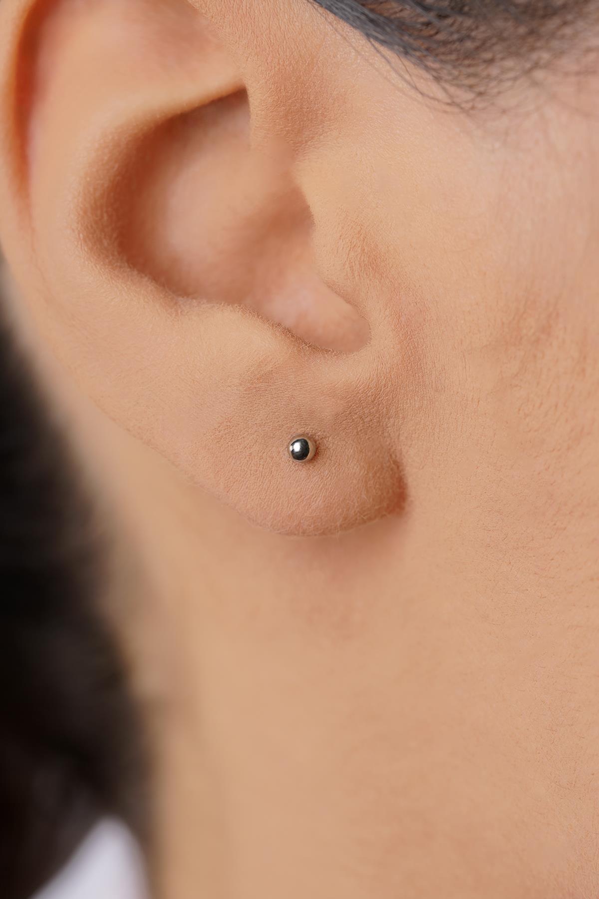 14 Ayar Altın Mini Yuvarlak Top Küpe - Fiyonk Kuyumculuk