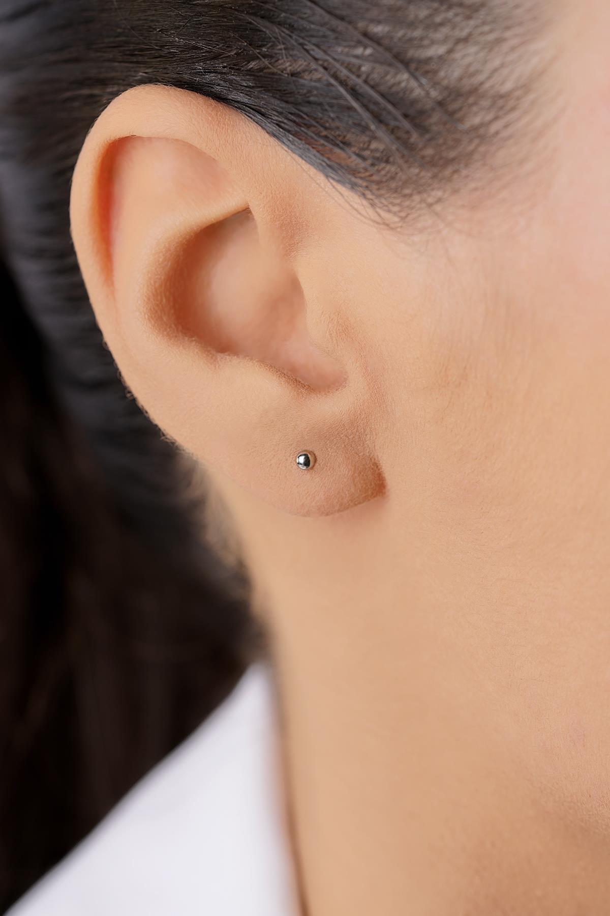 14 Ayar Altın Mini Yuvarlak Top Küpe - Fiyonk Kuyumculuk (1)