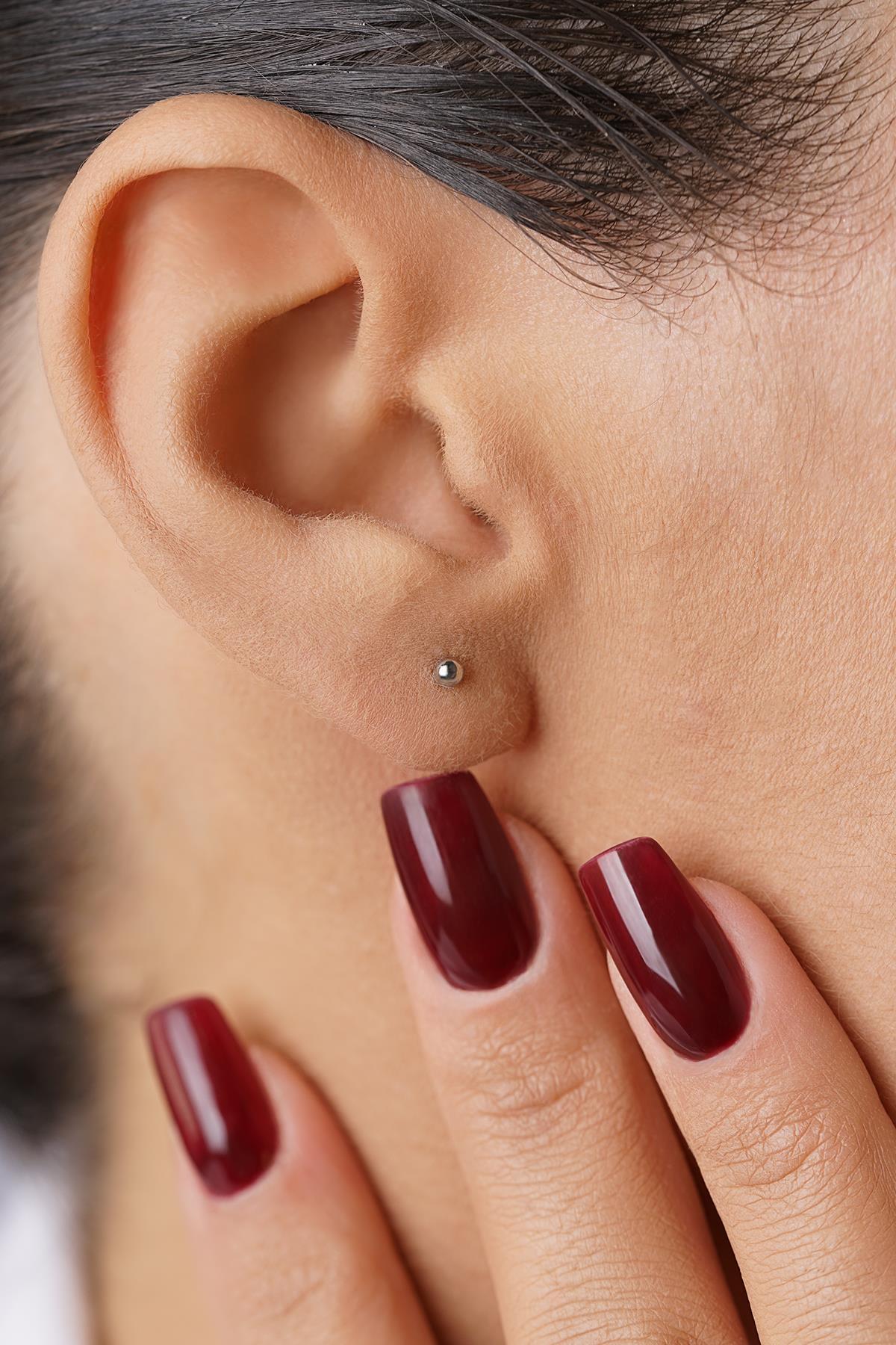 14 Ayar Altın Mini Yuvarlak Top Küpe - Fiyonk Kuyumculuk (1)