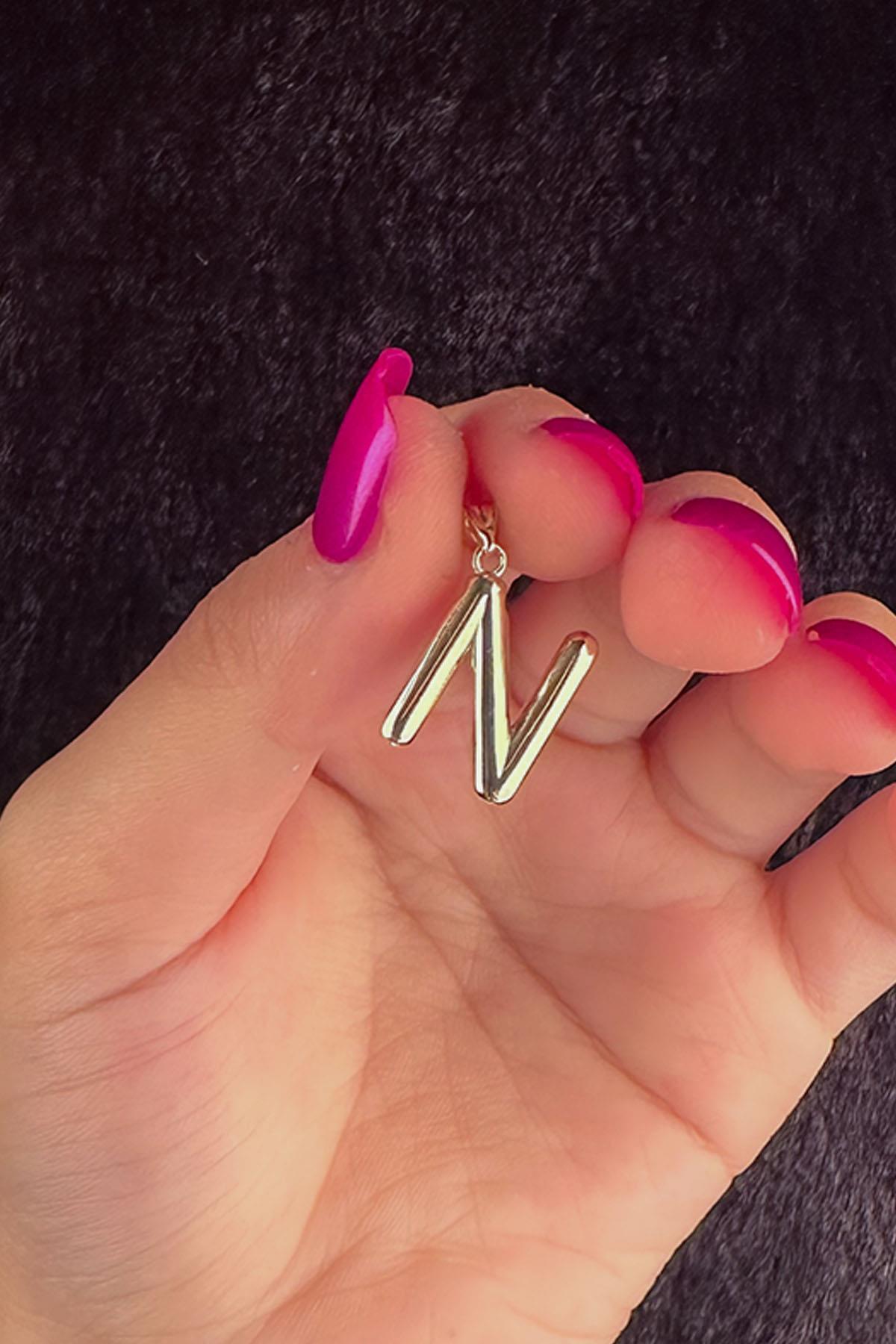 14 Ayar Altın N Harf Kolye Ucu - Fiyonk Kuyumculuk