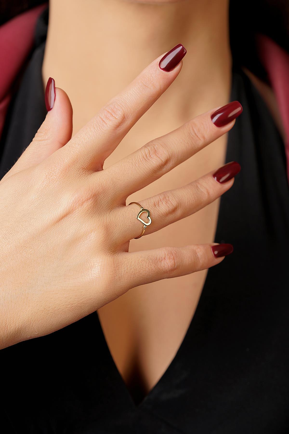 14 Ayar Altın Narin Kalp Yüzük - Fiyonk Kuyumculuk