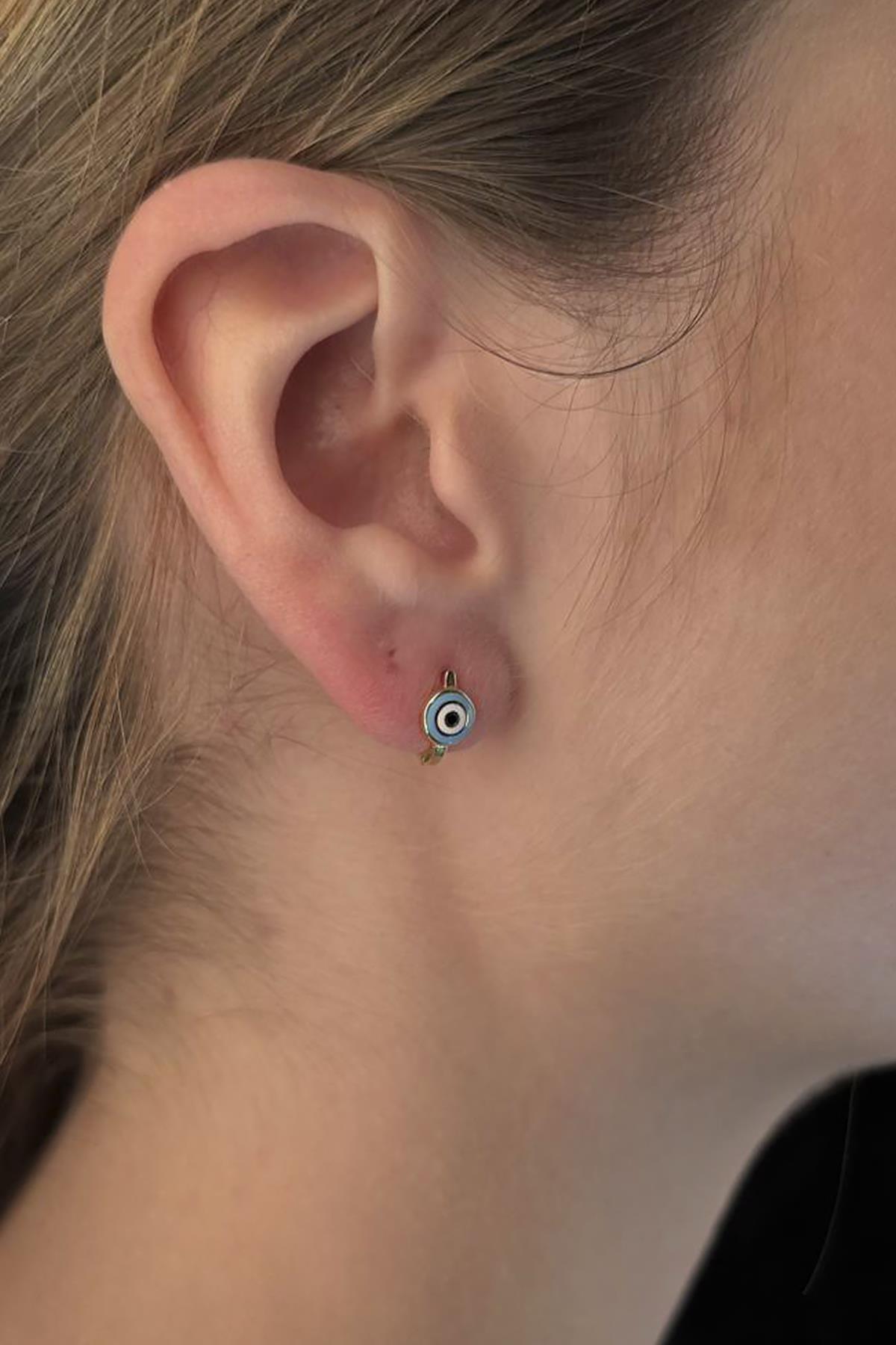 14 Ayar Altın Nazarlık Detaylı Küpe - Fiyonk Kuyumculuk (1)