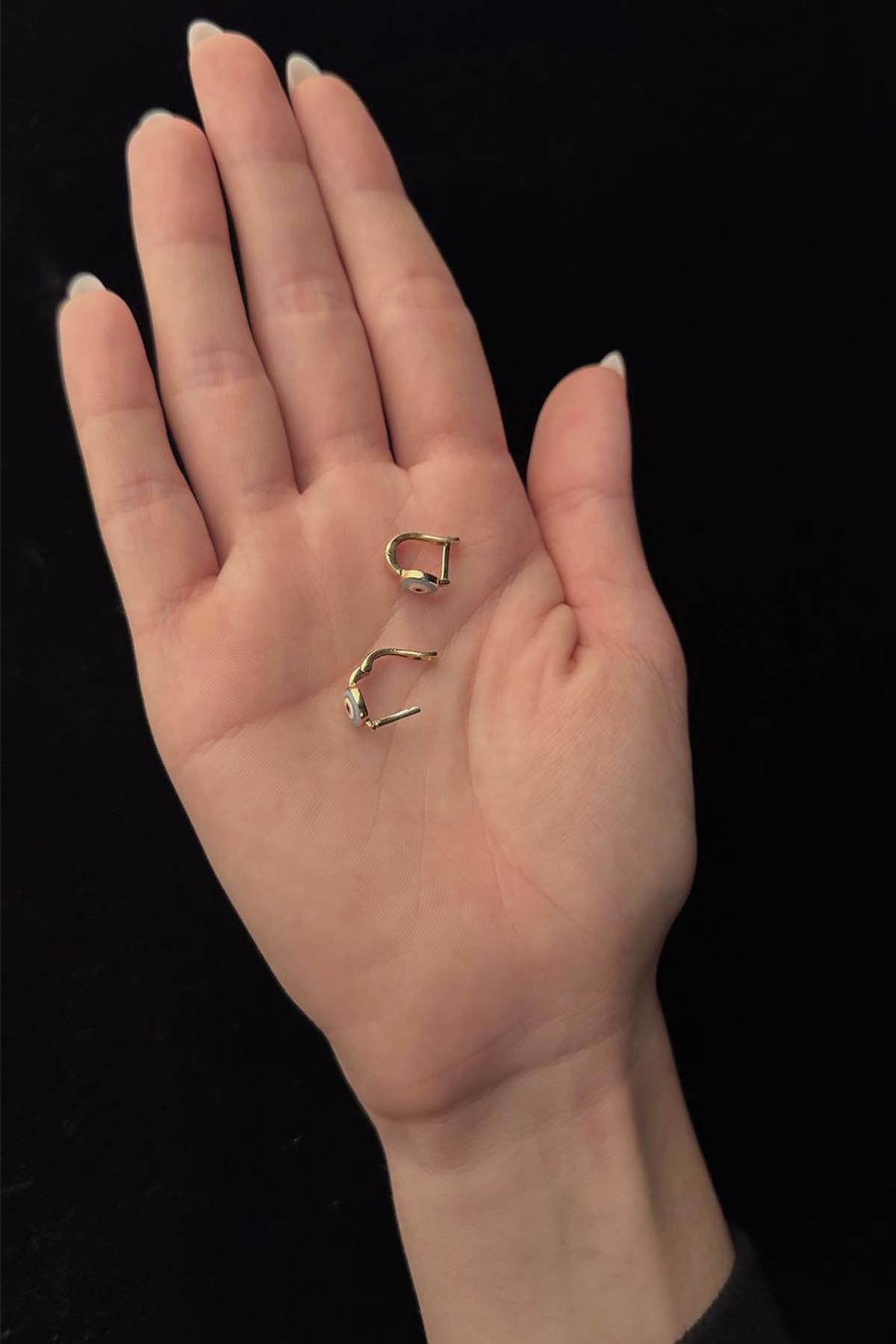 14 Ayar Altın Nazarlık Detaylı Küpe - Fiyonk Kuyumculuk (1)