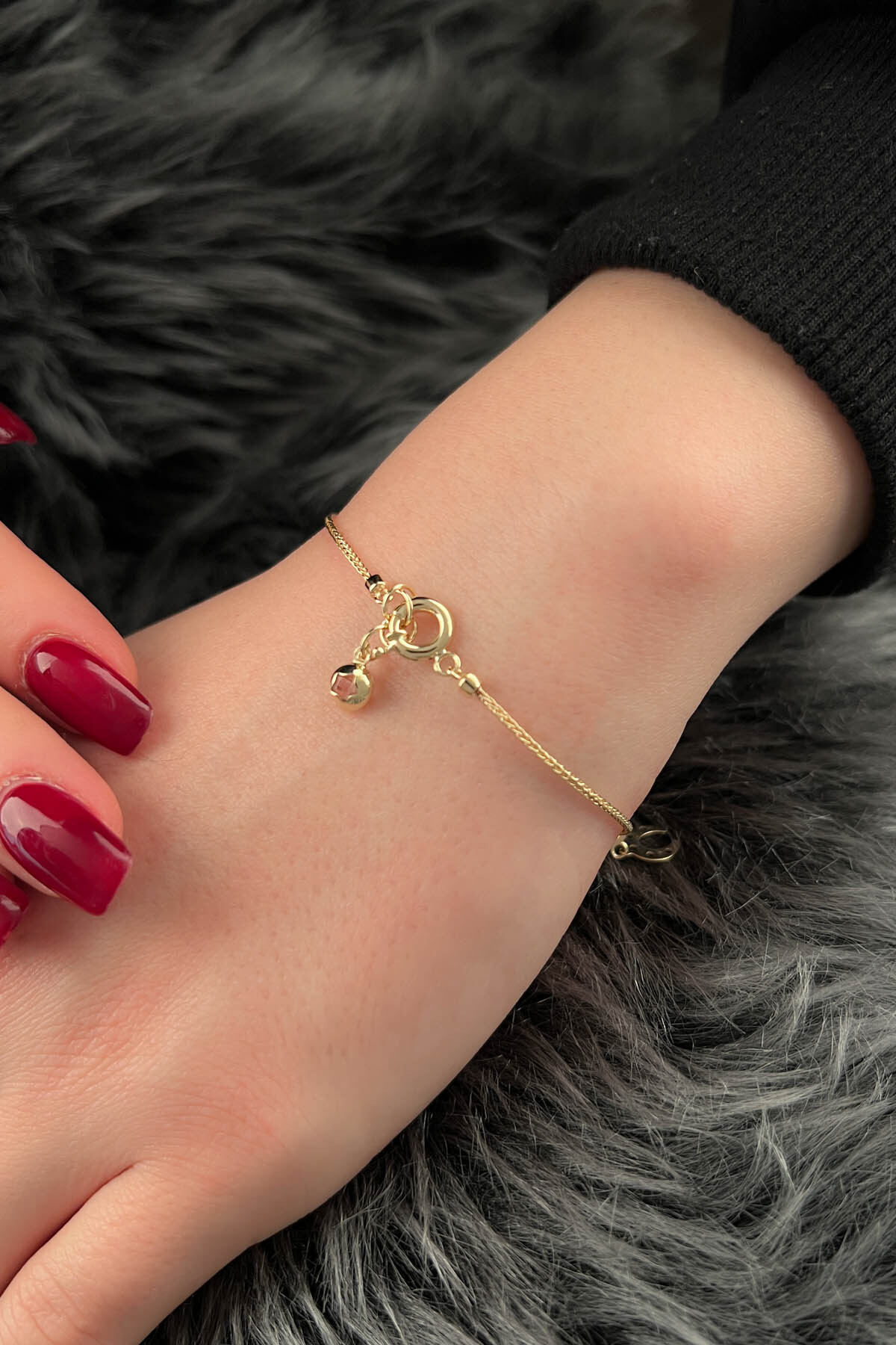 14 Ayar Altın Nazarlık Detaylı Şans Bilekliği - Fiyonk Kuyumculuk (1)