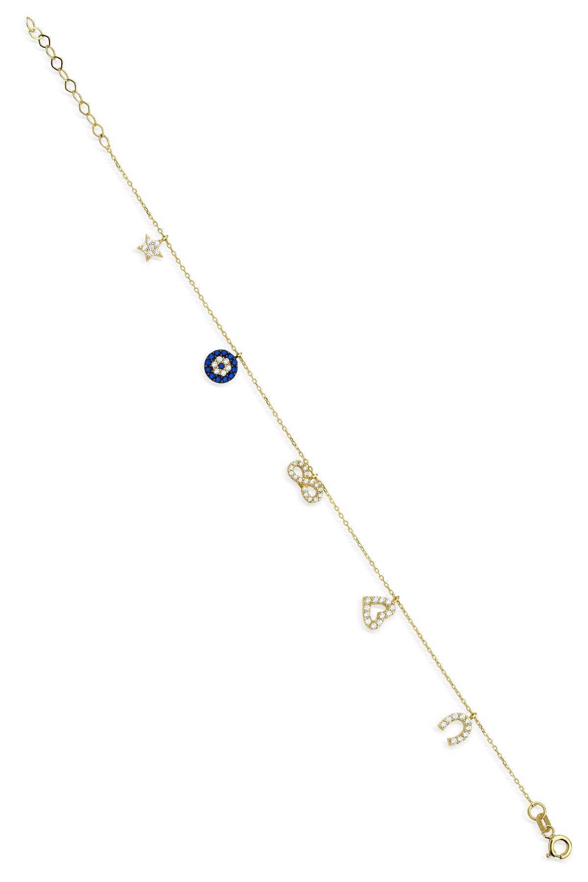 14 Ayar Altın Nazarlık Detaylı Şans Bilekliği - Fiyonk Kuyumculuk (1)