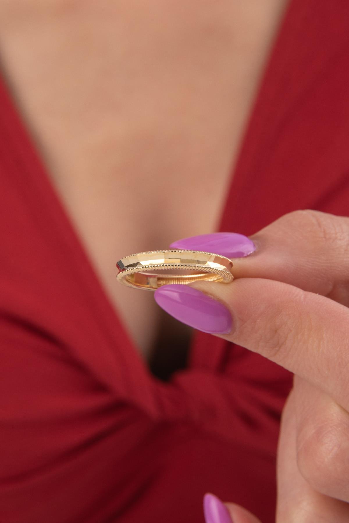 14 Ayar Altın Oluklu Ajda Yüzük - Fiyonk Kuyumculuk (1)