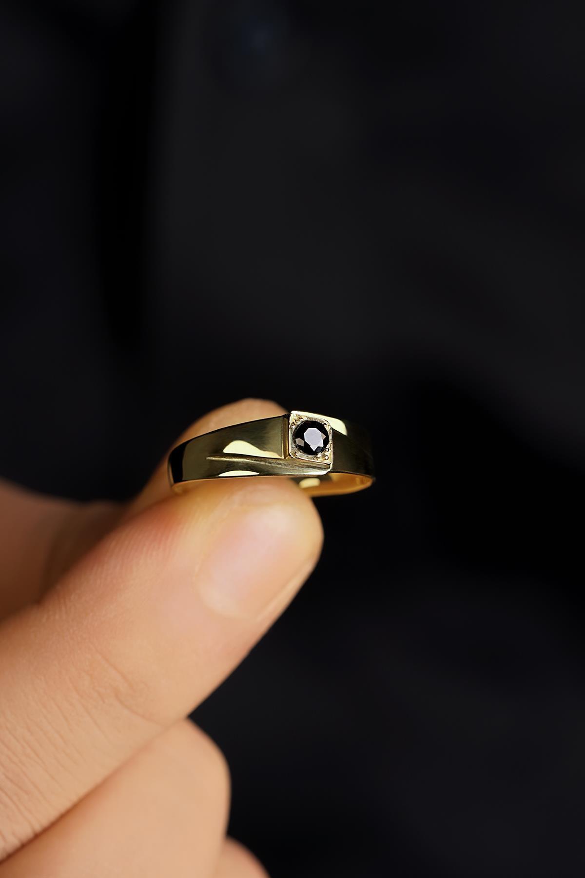 14 Ayar Altın Oniks Taşlı Erkek Yüzük - Fiyonk Kuyumculuk (1)