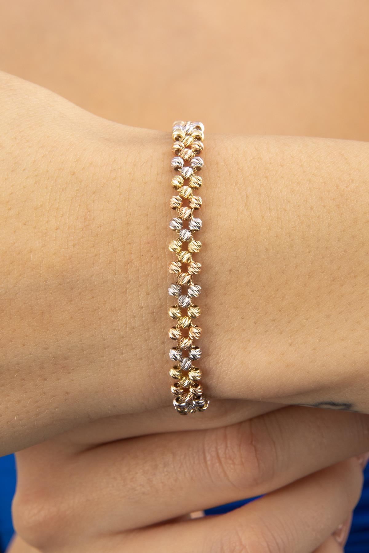 14 Ayar Altın Örme Dorika Sıralı Bileklik - Fiyonk Kuyumculuk (1)