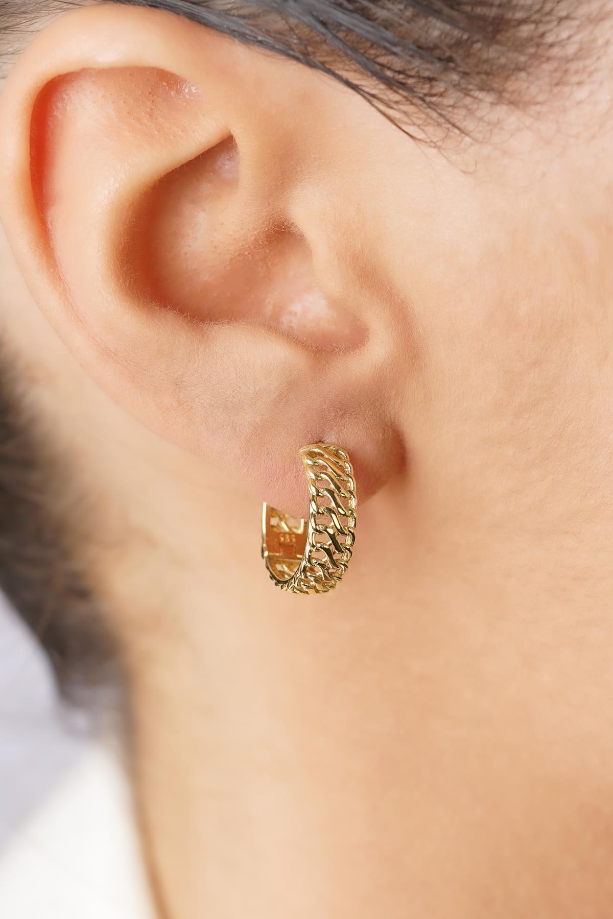 14 Ayar Altın Otto Halka Küpe - Fiyonk Kuyumculuk