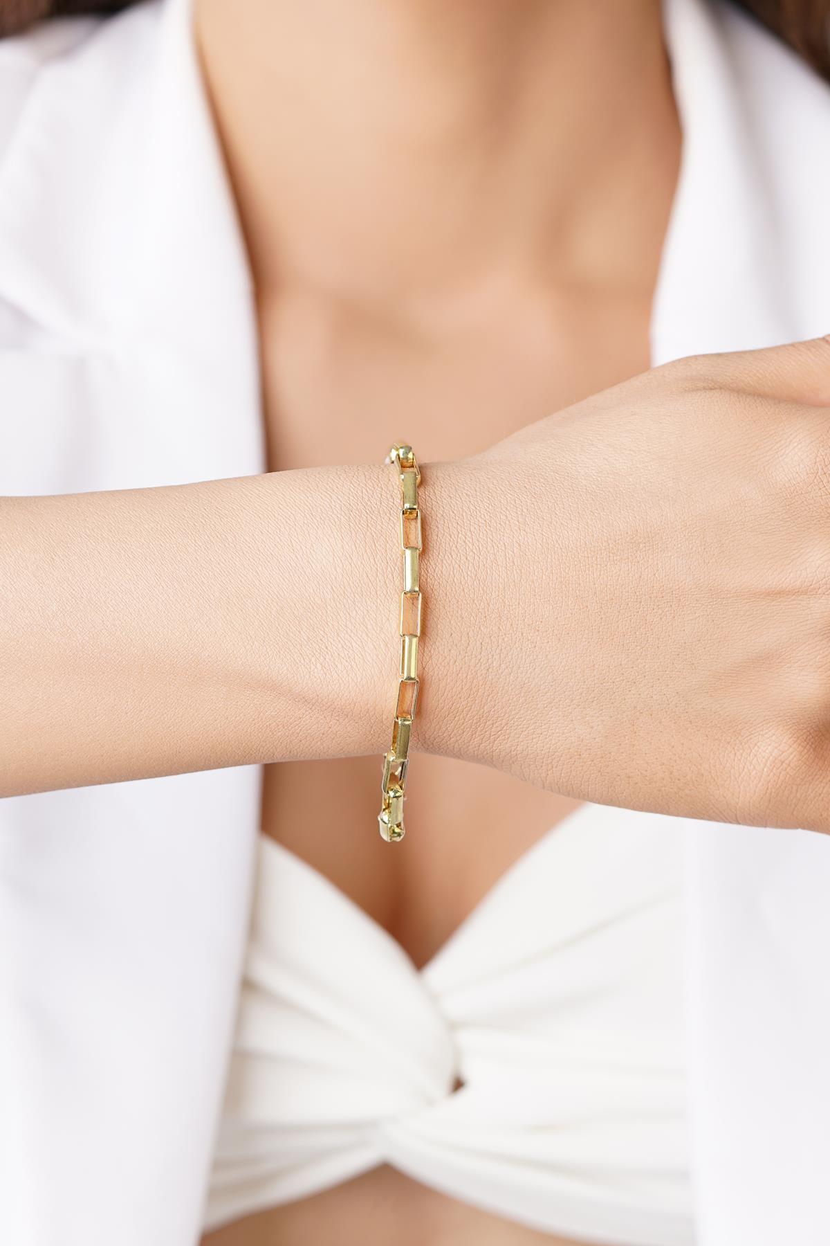 14 Ayar Altın Oval Ataç Zincir Bileklik - Fiyonk Kuyumculuk (1)