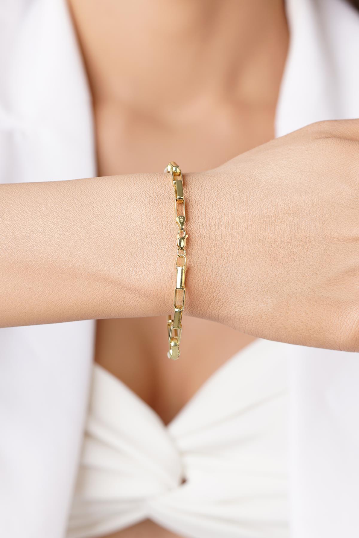 14 Ayar Altın Oval Ataç Zincir Bileklik - Fiyonk Kuyumculuk (1)