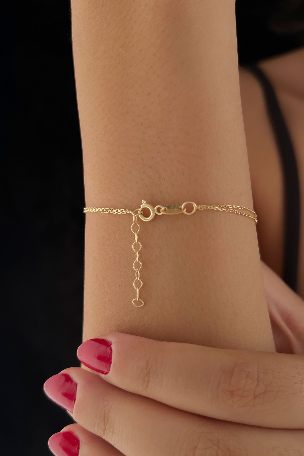 14 Ayar Altın Pembe Mineli Kelebek Bileklik - Fiyonk Kuyumculuk (1)