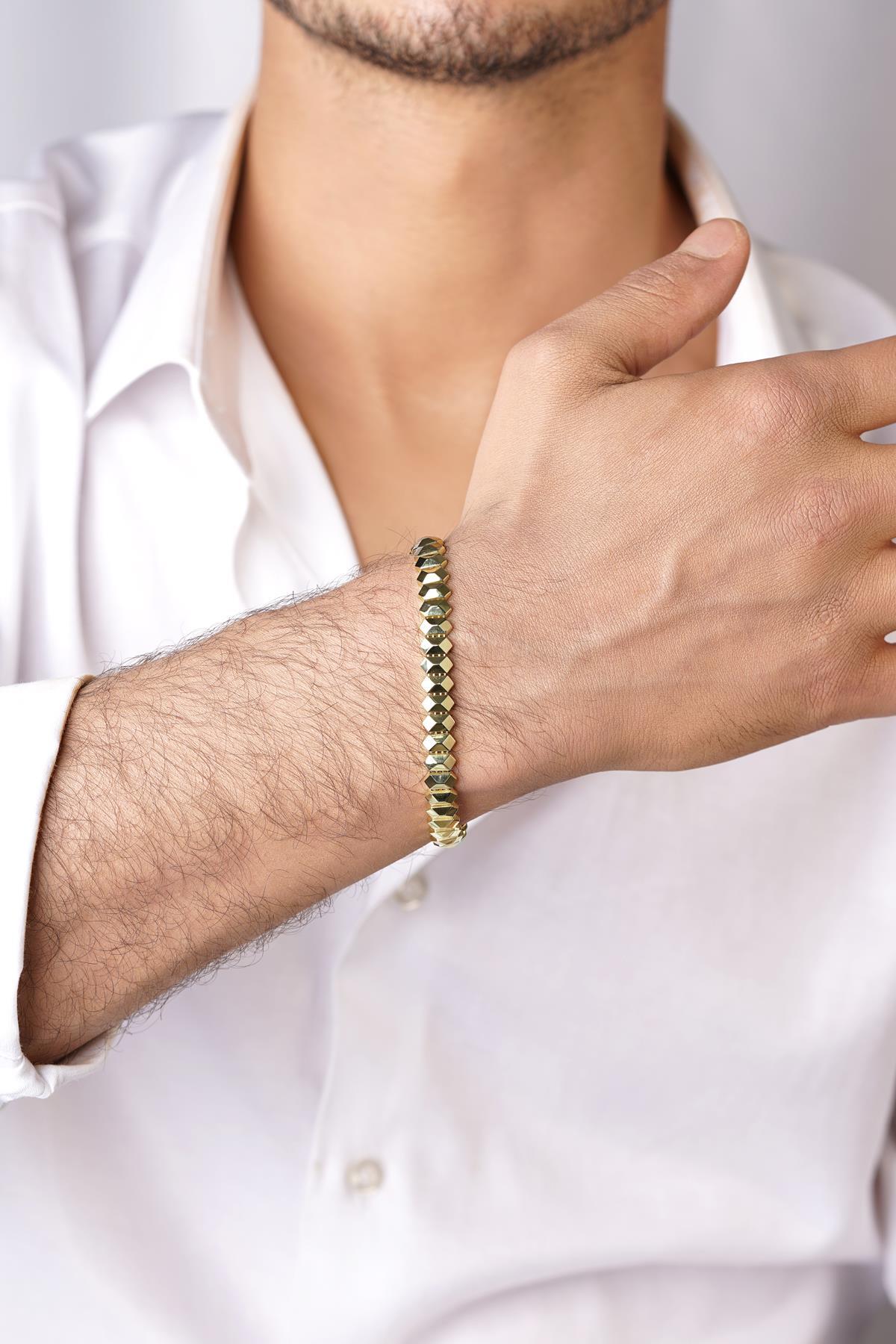 14 Ayar Altın Piramit Model Erkek Bileklik - Fiyonk Kuyumculuk