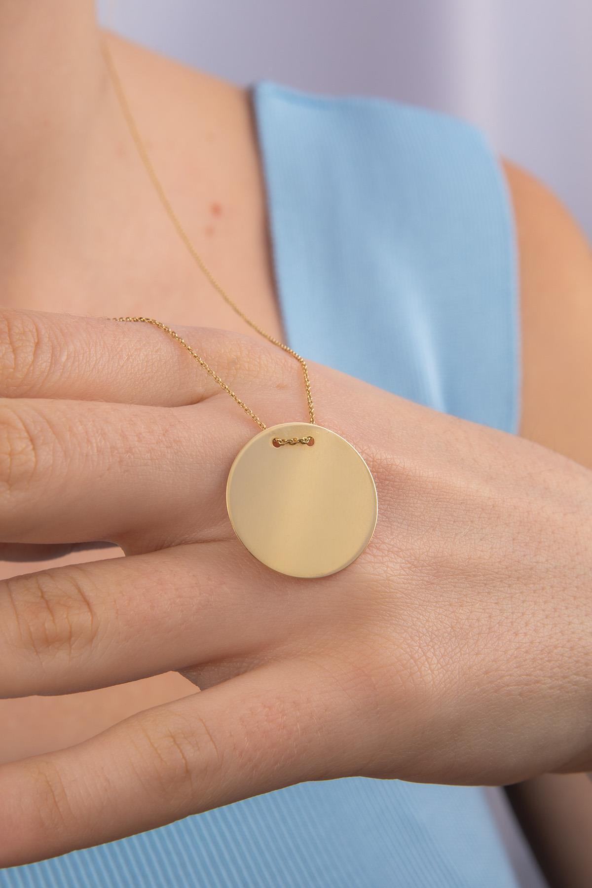 14 Ayar Altın Plaka Kolye - Fiyonk Kuyumculuk (1)