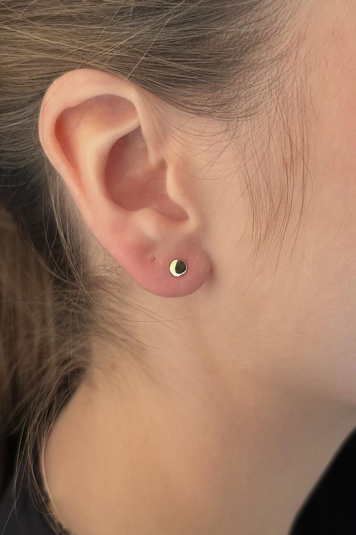 14 Ayar Altın Plaka Küpe - Fiyonk Kuyumculuk