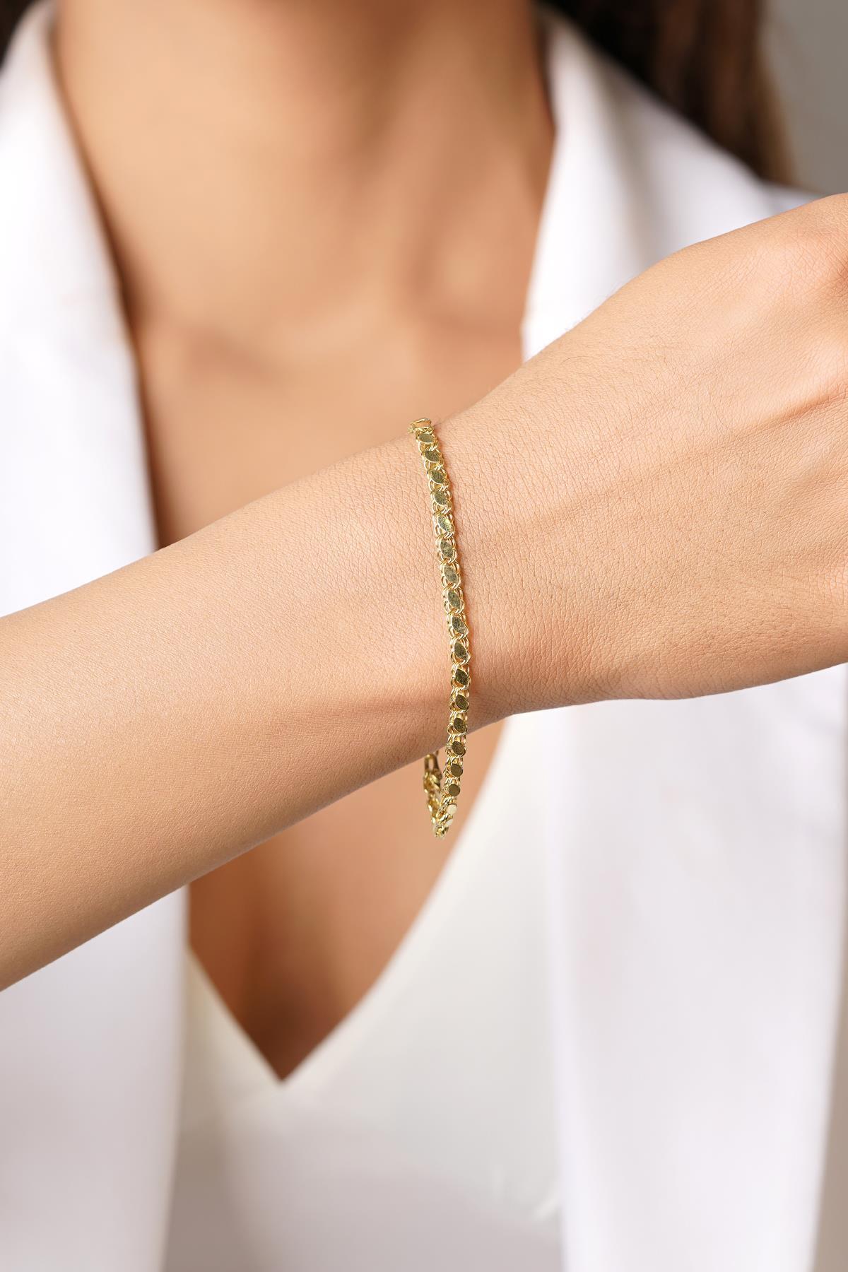 14 Ayar Altın Pullu Bileklik 3,50 mm