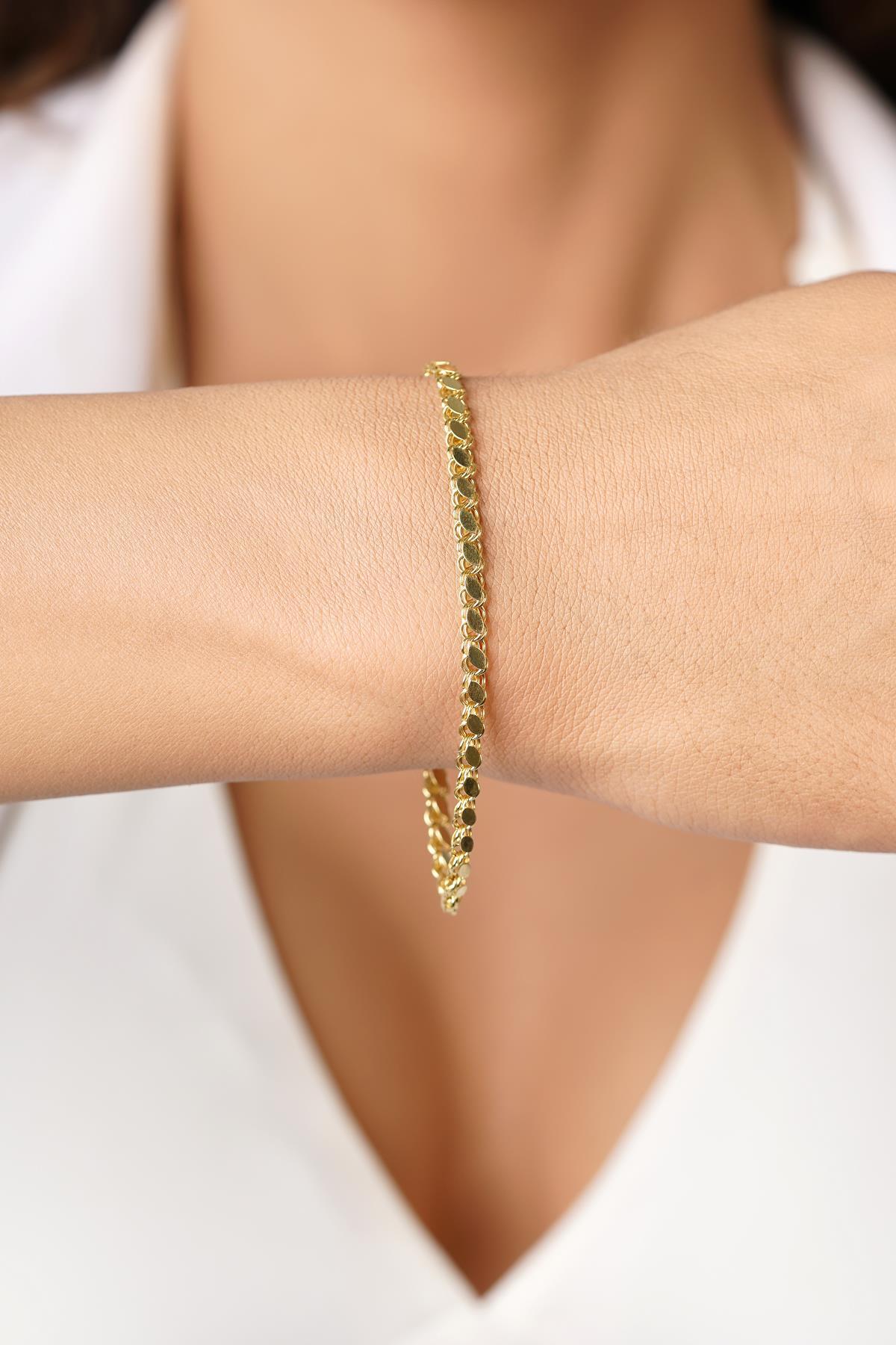 14 Ayar Altın Pullu Bileklik 3,50 mm - Fiyonk Kuyumculuk (1)