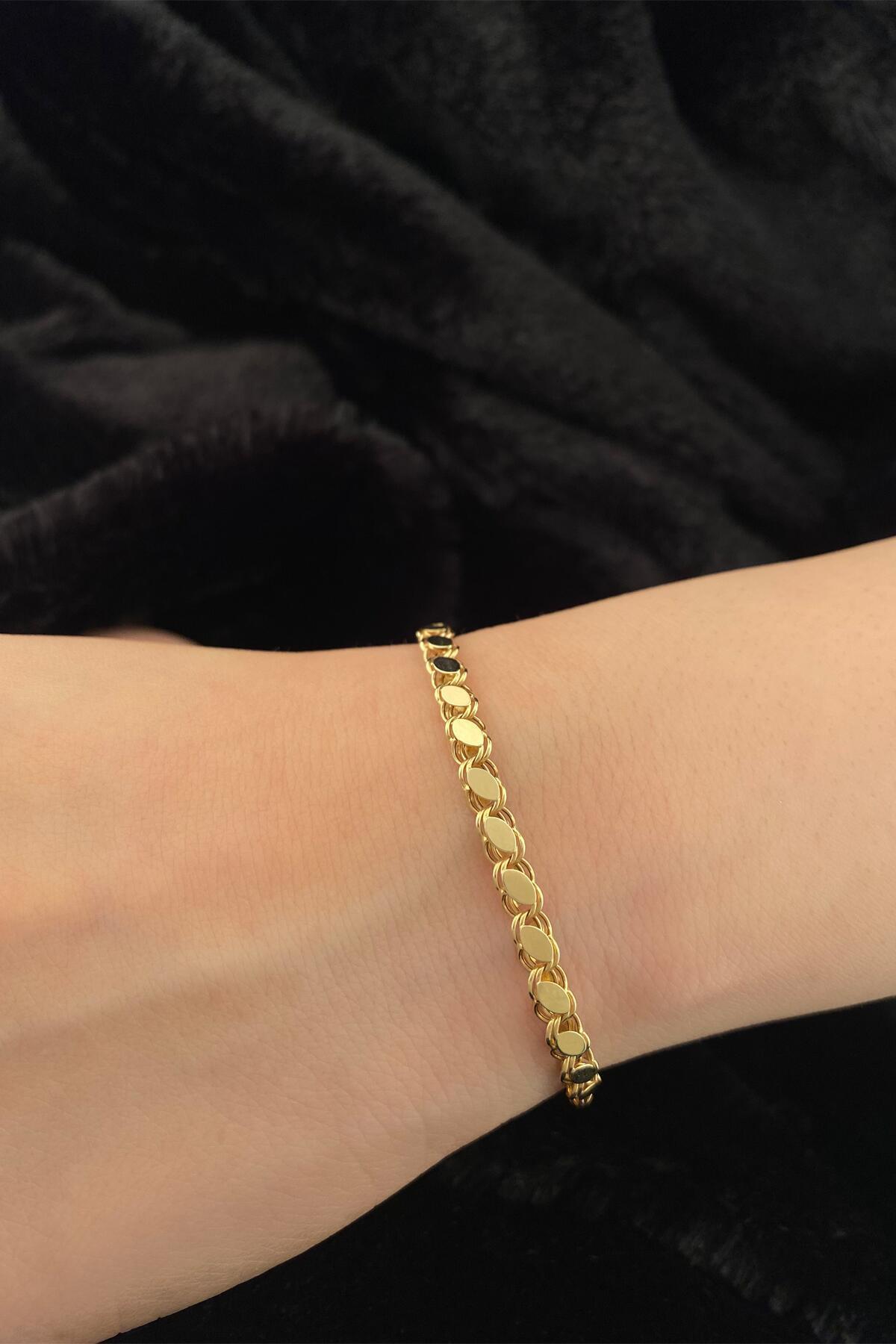 14 Ayar Altın Pullu Bileklik 4 mm - Fiyonk Kuyumculuk (1)