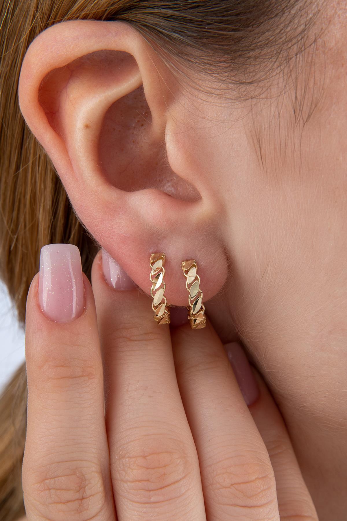 14 Ayar Altın Pullu Küpe - Fiyonk Kuyumculuk (1)