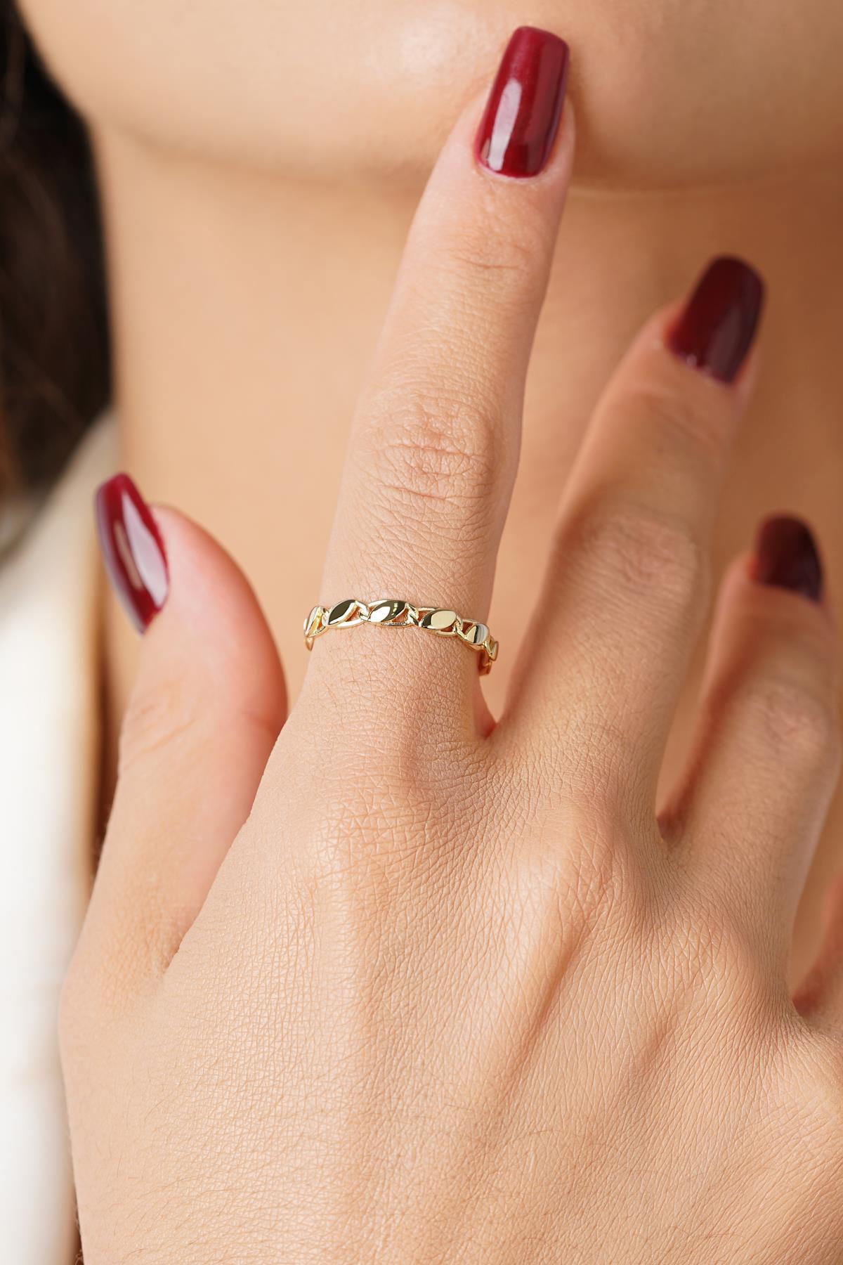 14 Ayar Altın Pullu Yüzük - Fiyonk Kuyumculuk (1)