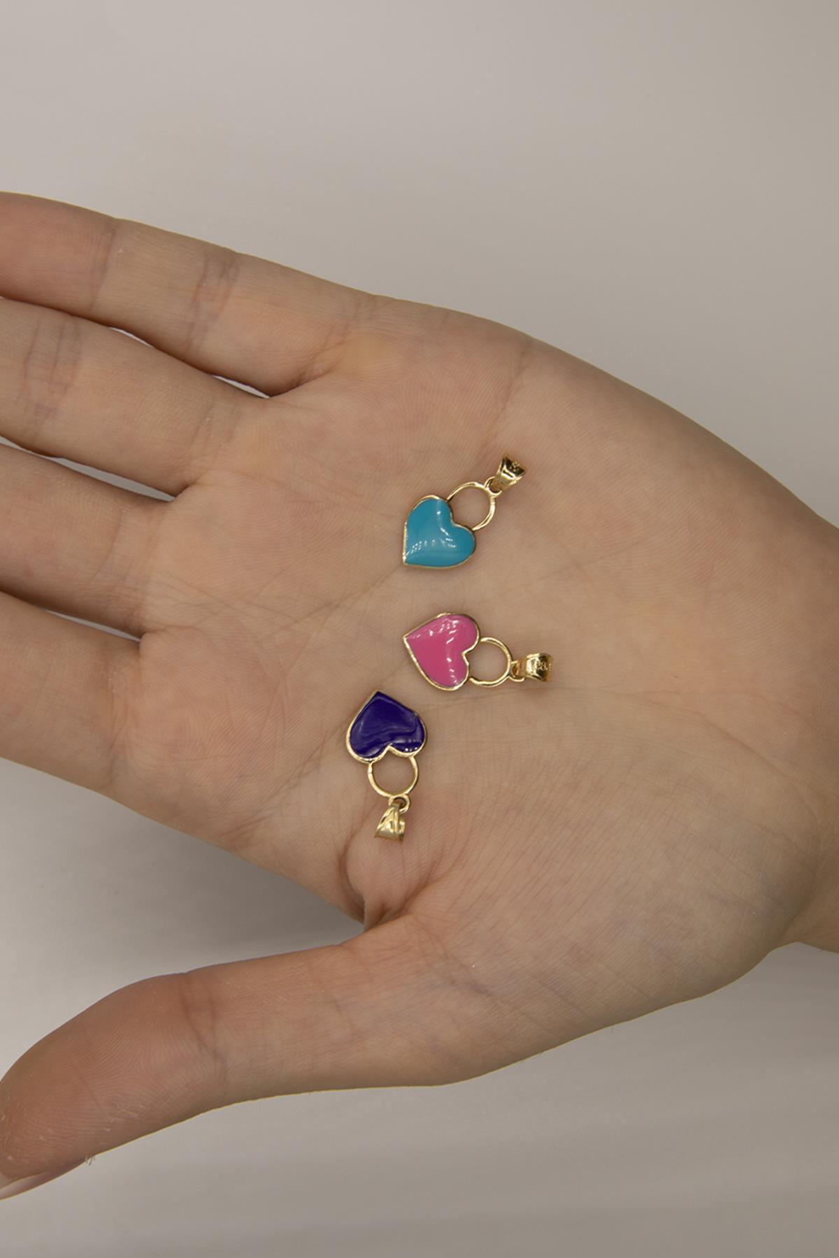 14 Ayar Altın Renk Seçenekli Kalpli Kolye Ucu Orta - Fiyonk Kuyumculuk (1)