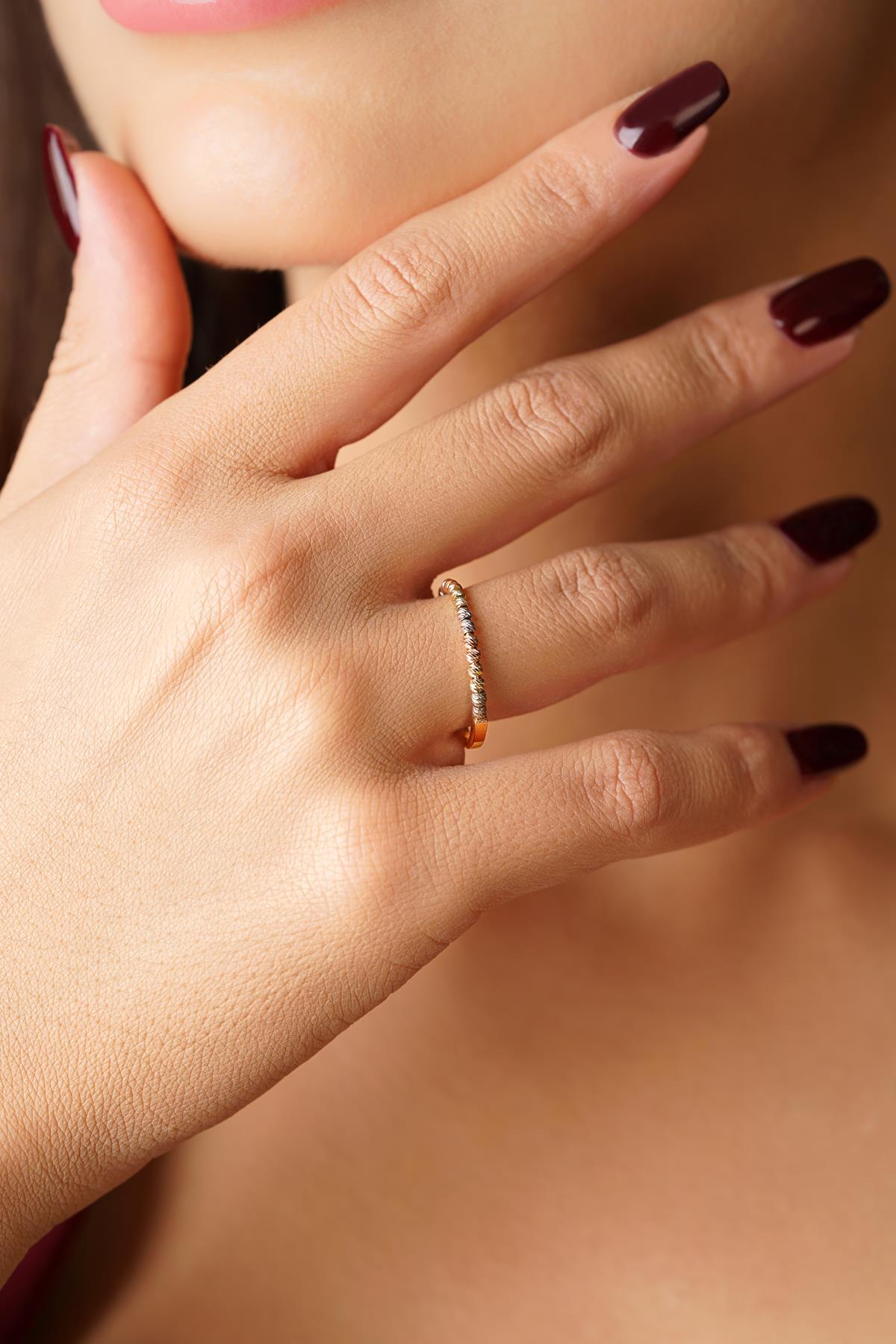 14 Ayar Altın Renkli Dorika Toplu Yüzük - Fiyonk Kuyumculuk (1)