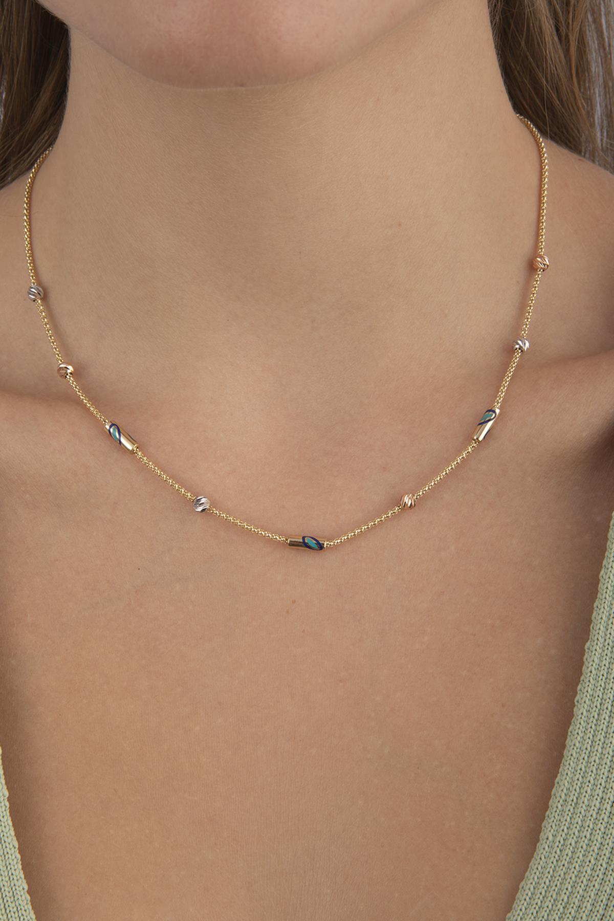 14 Ayar Altın Roller Nazarlık Kolye - Fiyonk Kuyumculuk (1)