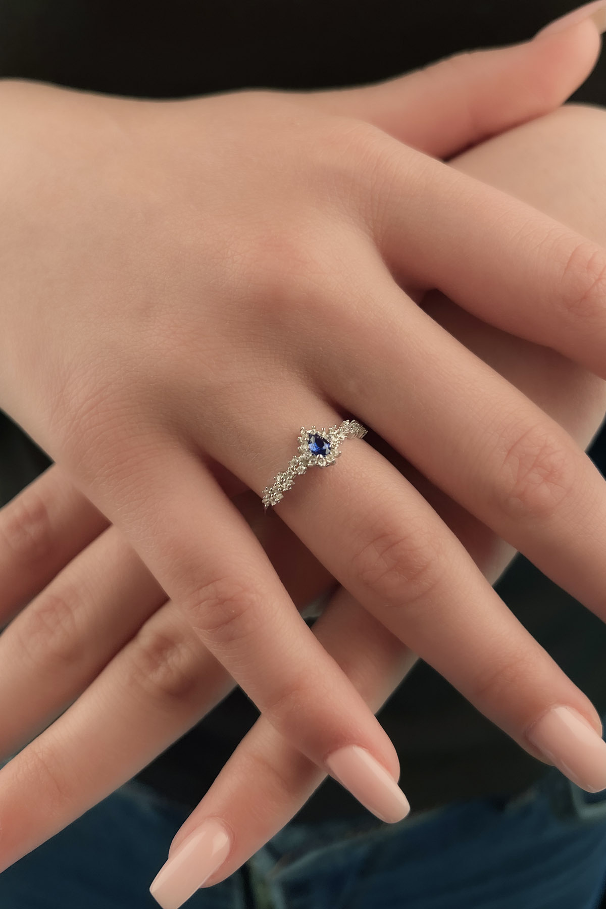 14 Ayar Altın Safir Taş Detaylı Yüzük - Fiyonk Kuyumculuk (1)