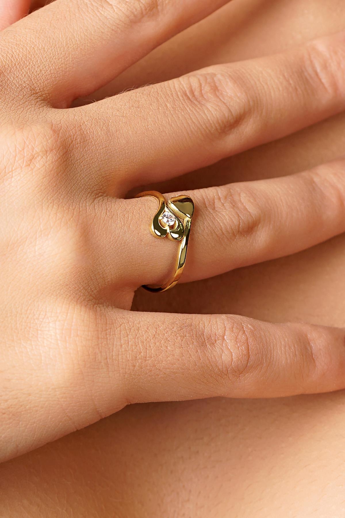 14 Ayar Altın Saran Sevgi Yüzük - Fiyonk Kuyumculuk (1)