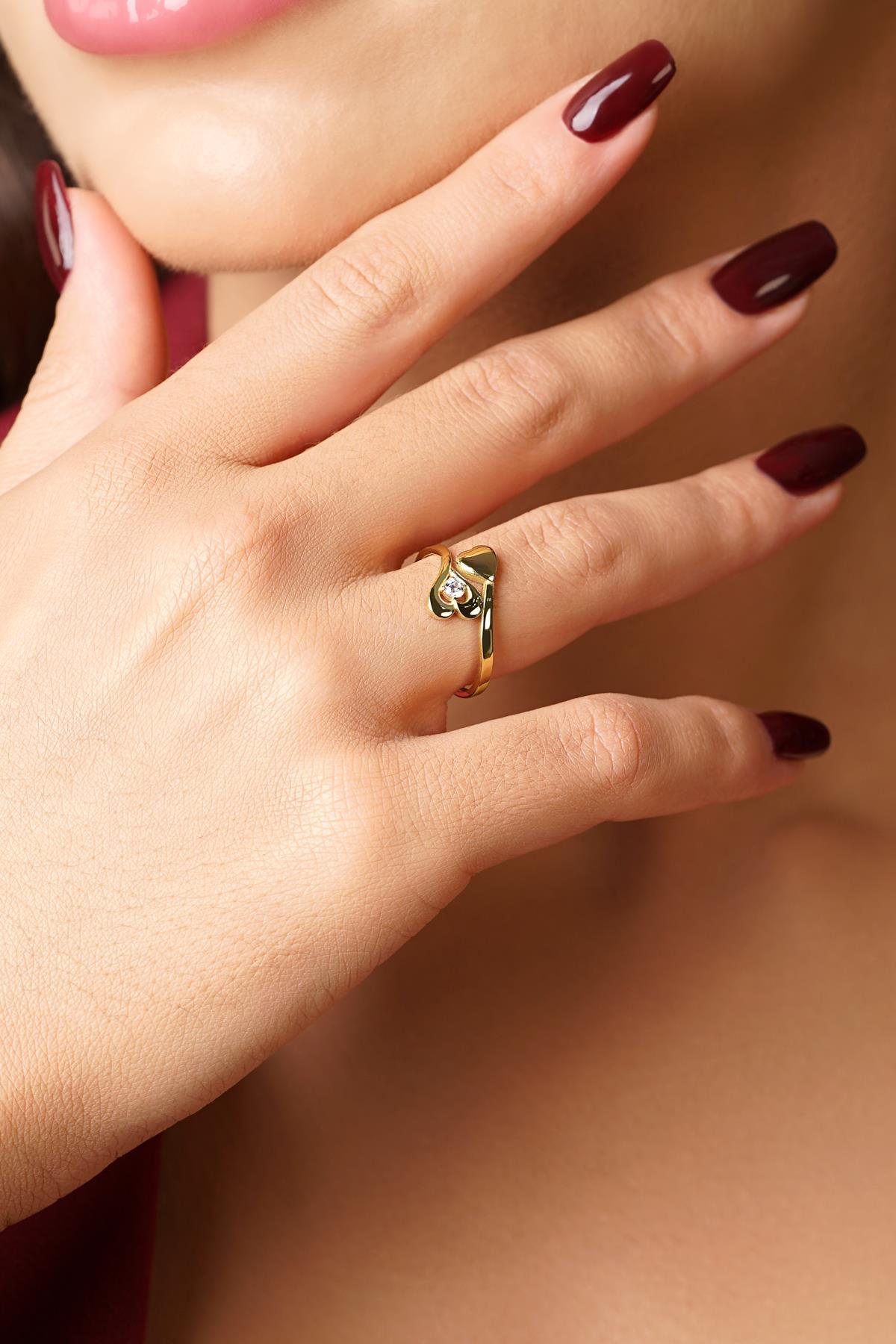 14 Ayar Altın Saran Sevgi Yüzük - Fiyonk Kuyumculuk (1)