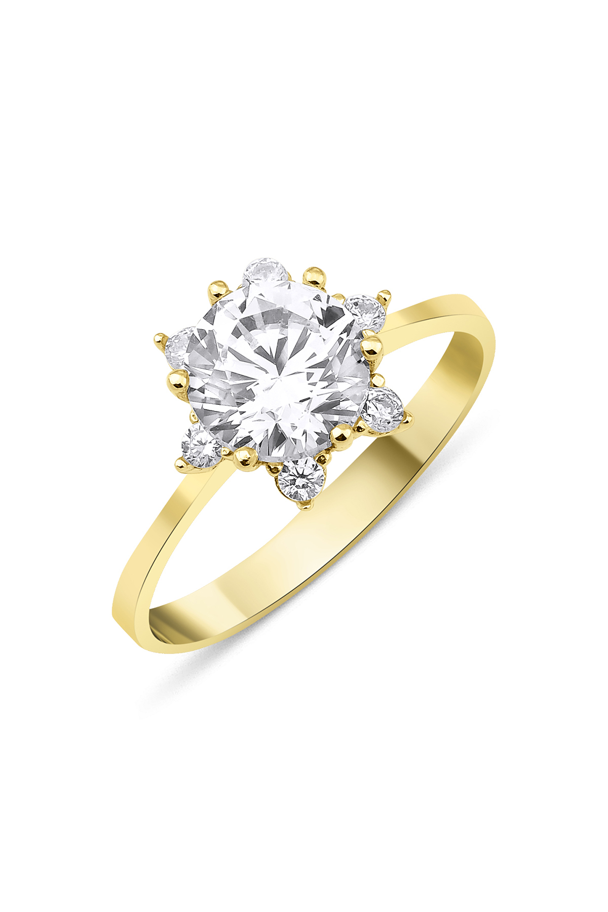 14 Ayar Altın Sarı Lotus Yüzük 2 - Fiyonk Kuyumculuk