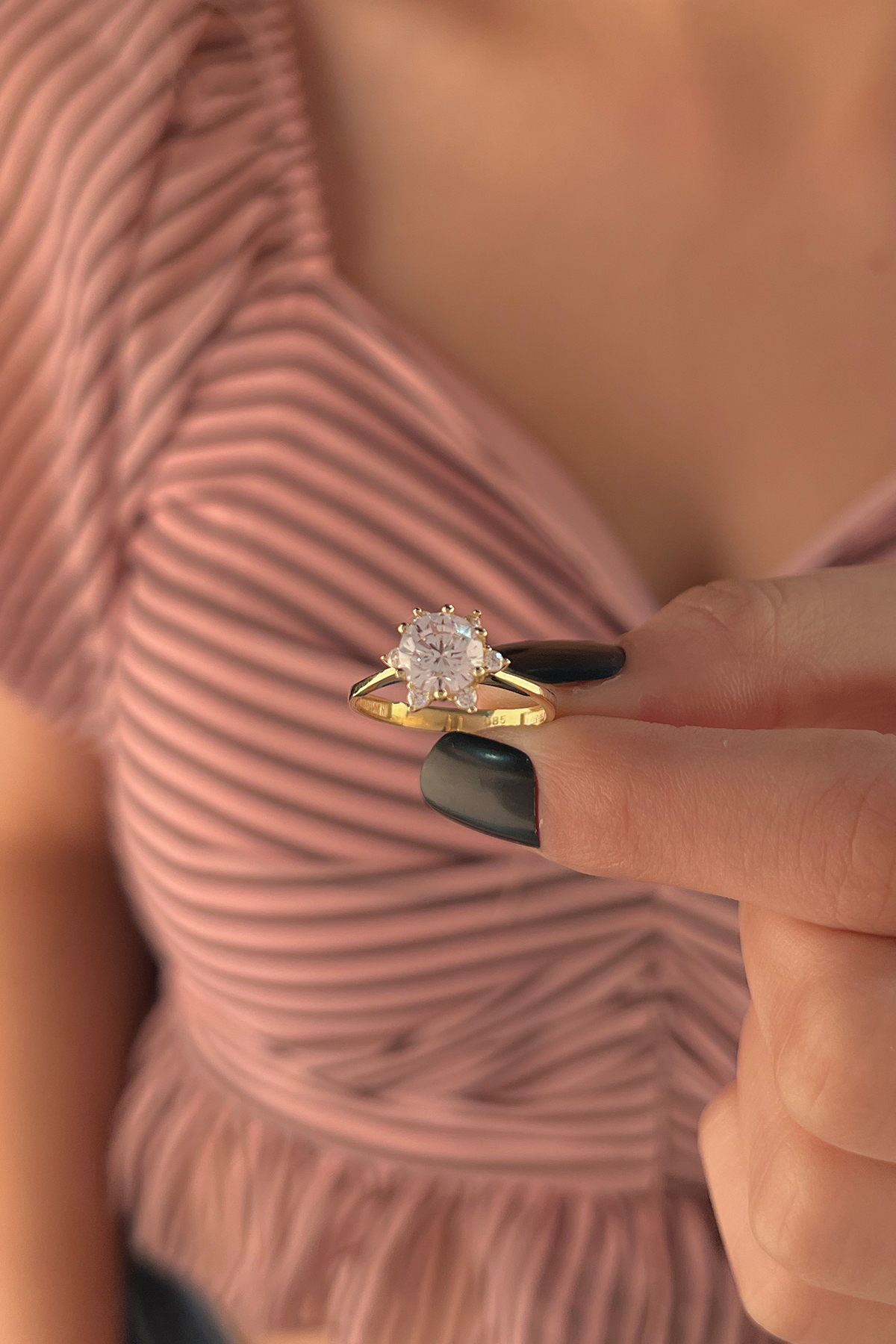 14 Ayar Altın Sarı Lotus Yüzük 2 - Fiyonk Kuyumculuk (1)