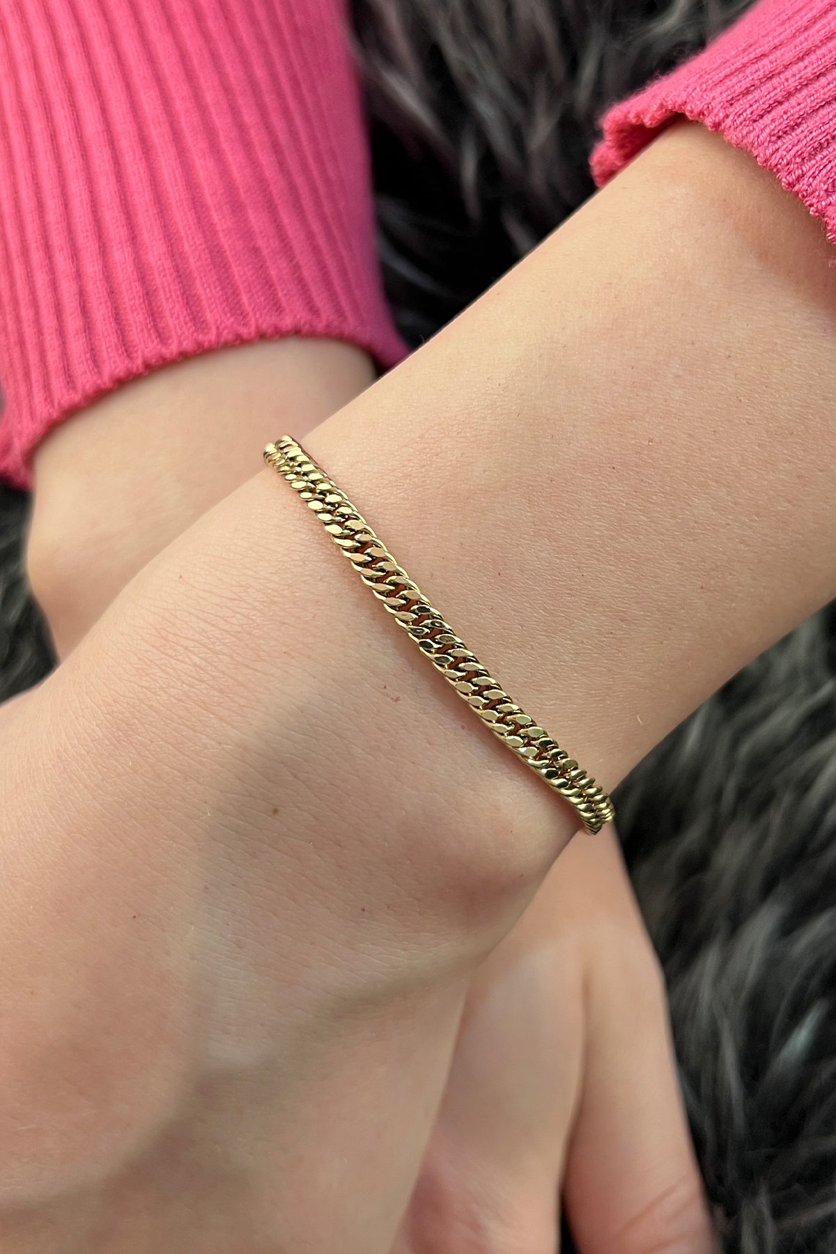 14 Ayar Altın Sık Gurmet Zincir Bileklik 4 mm - Fiyonk Kuyumculuk