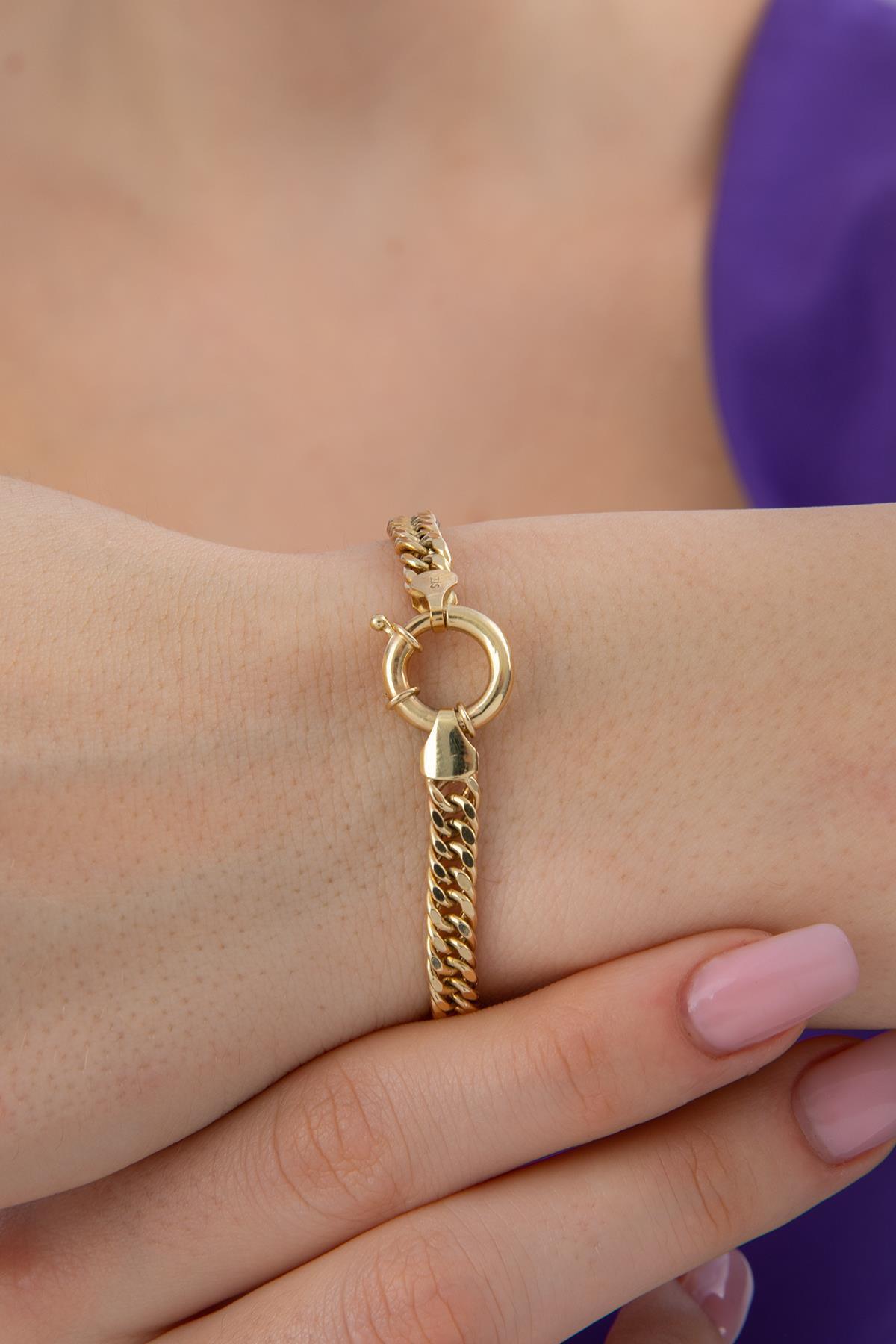 14 Ayar Altın Sık Gurmet Zincir Bileklik 4.90 mm - Fiyonk Kuyumculuk (1)