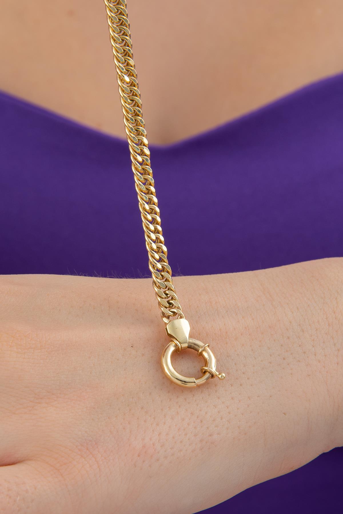 14 Ayar Altın Sık Gurmet Zincir Bileklik 4.90 mm - Fiyonk Kuyumculuk (1)