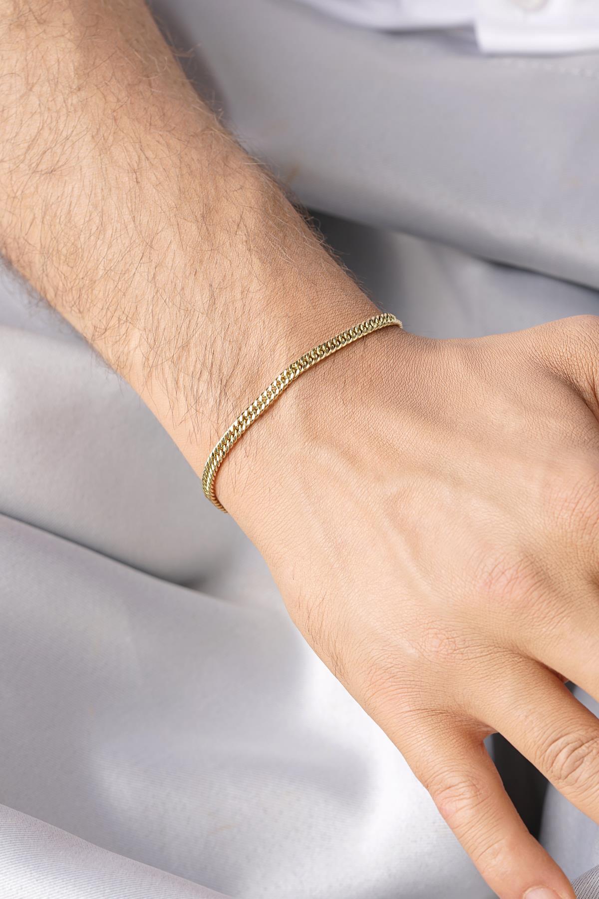 14 Ayar Altın Sık Gurmet Zincir Erkek Bileklik - Fiyonk Kuyumculuk